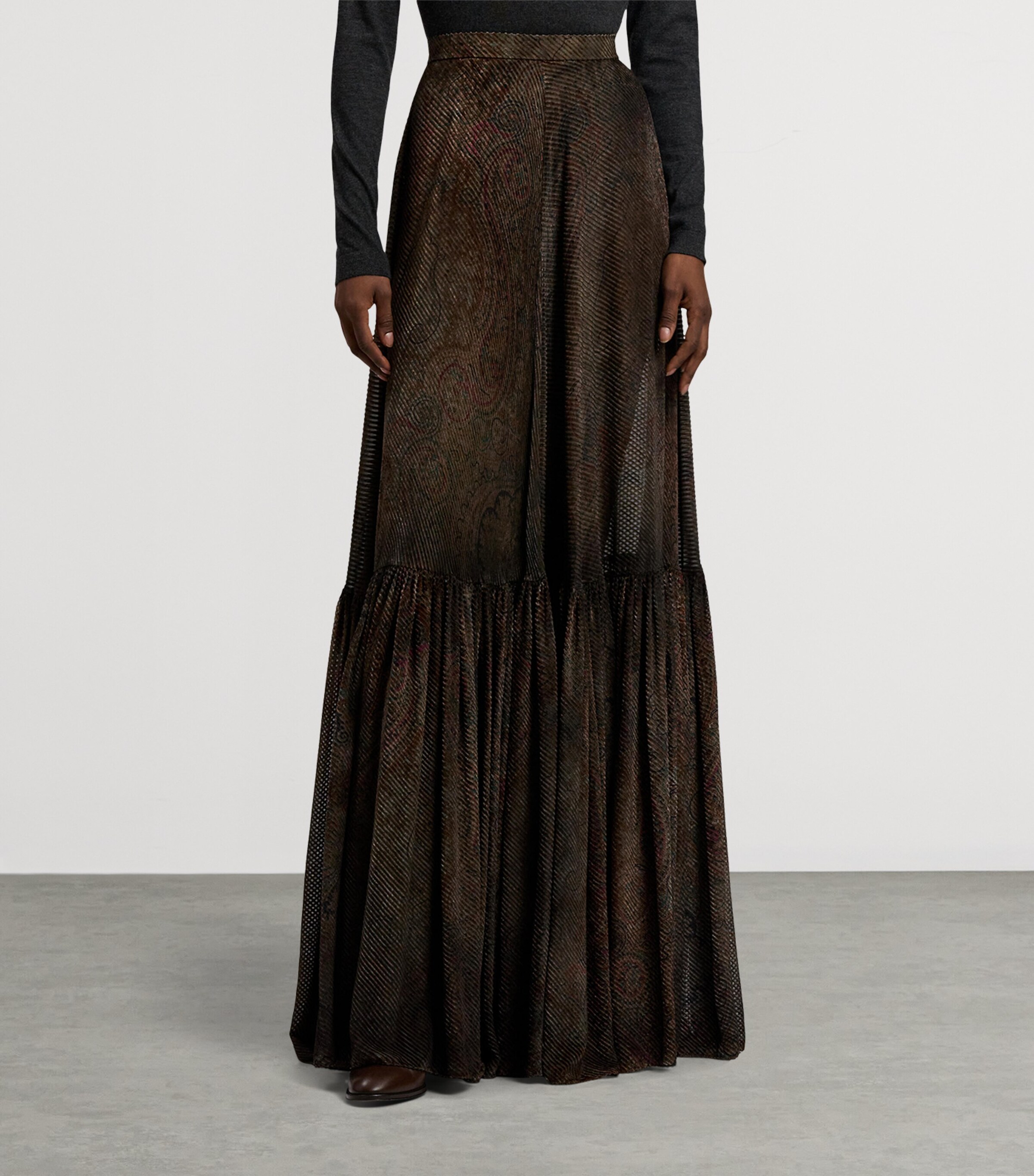 Velvet Devoré Carlita Maxi Skirt COGNAC MULTI Image 10