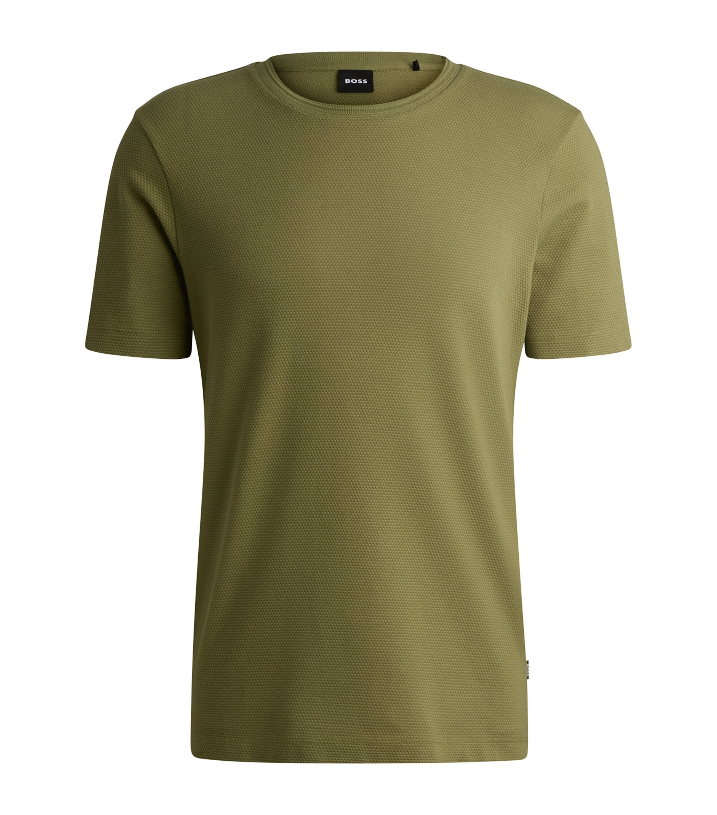 Hugo Boss Mercerized-cotton T-shirt With Micro Pattern In Green