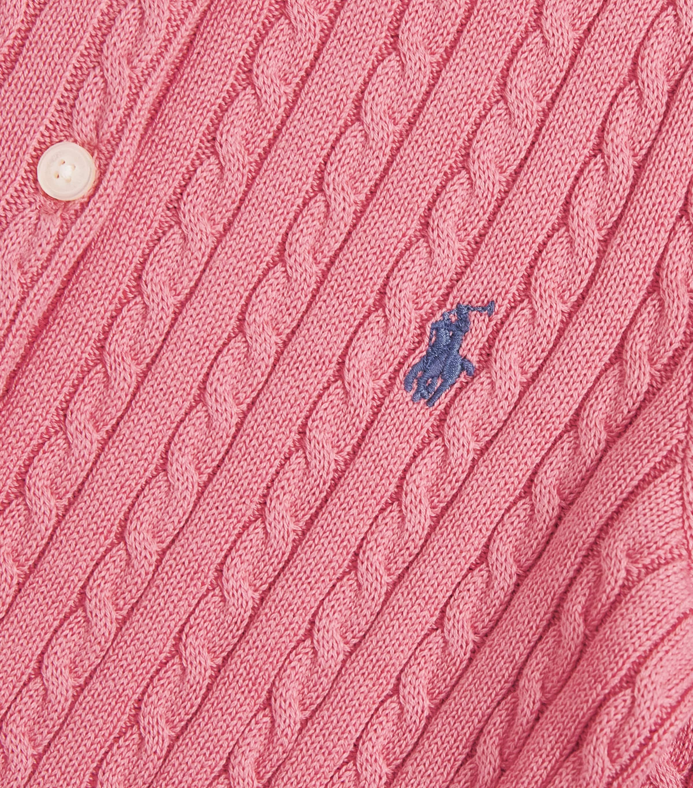 Ralph Lauren Kids Cotton Knitted Cardigan (2-6 Years) Faded Peony/navy Image 3