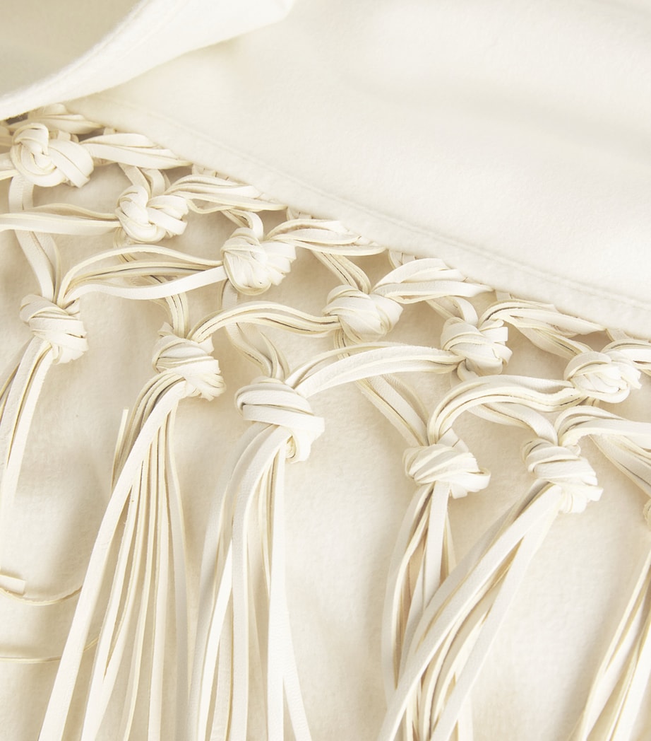 Cashmere-Leather Triangle Shawl 0050 WHITE Image 5