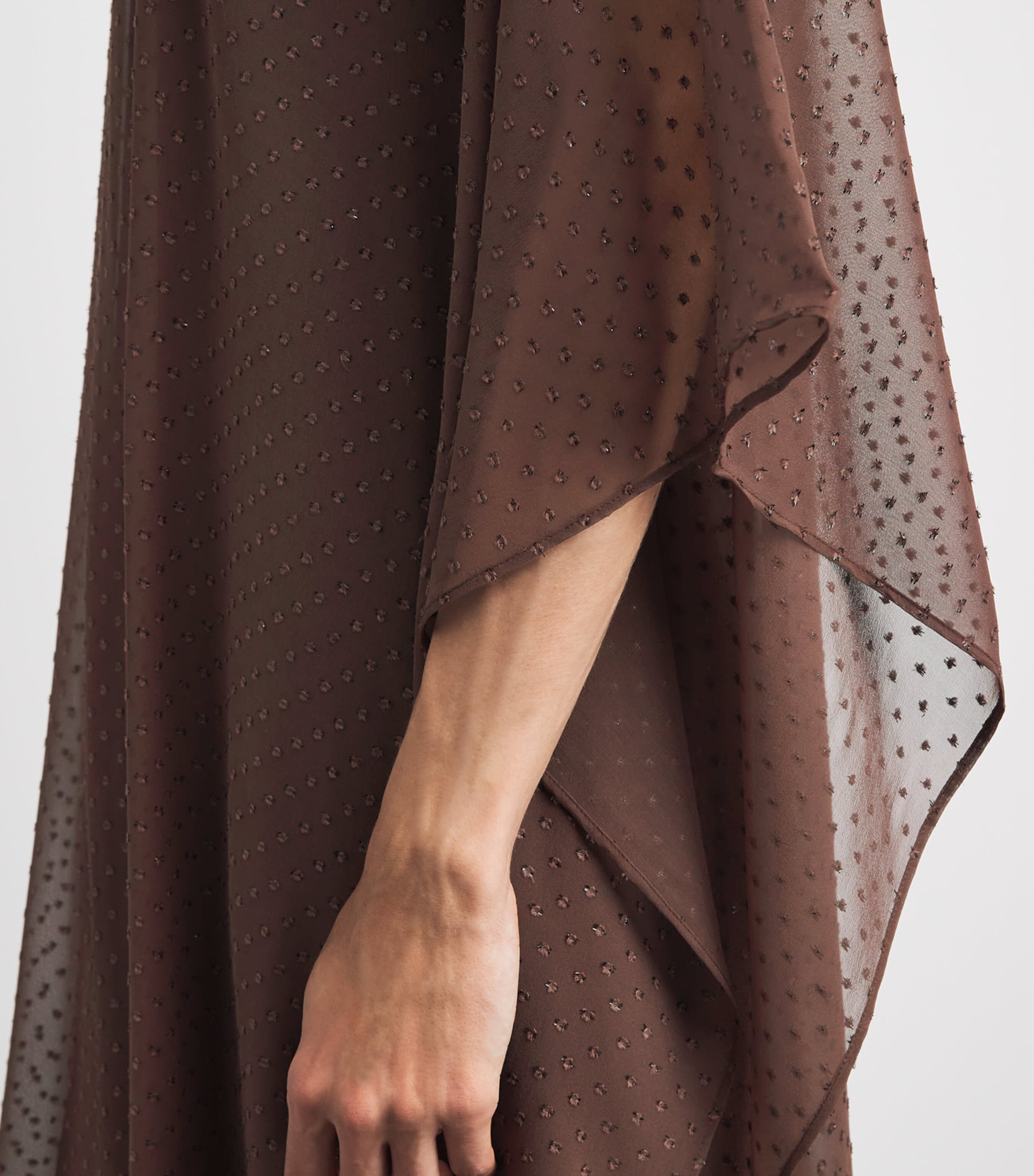 Taller Marmo Womens Silk-Blend Muscat Kaftan Maxi Dress Chocolate Image 4