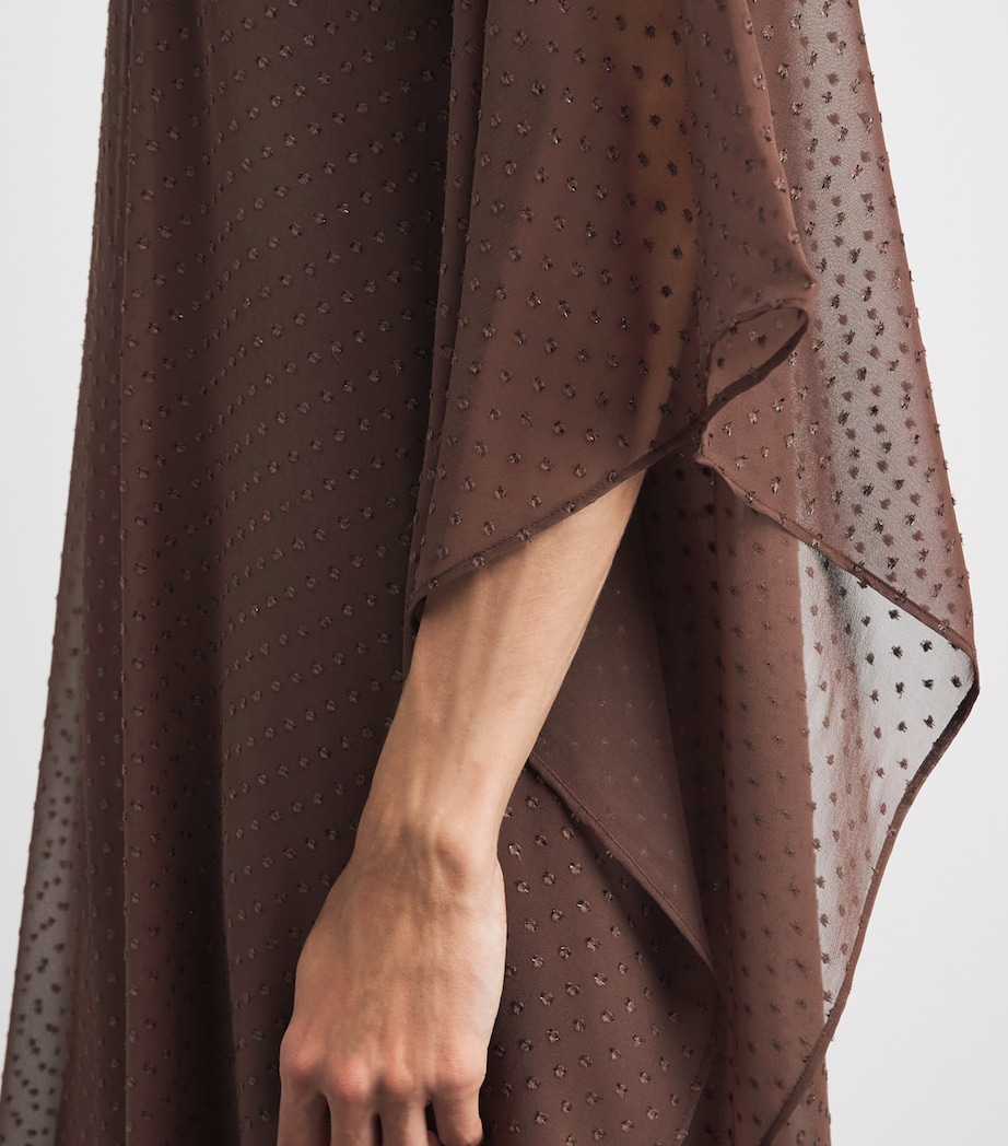 Taller Marmo Womens Silk-Blend Muscat Kaftan Maxi Dress Chocolate Image 4