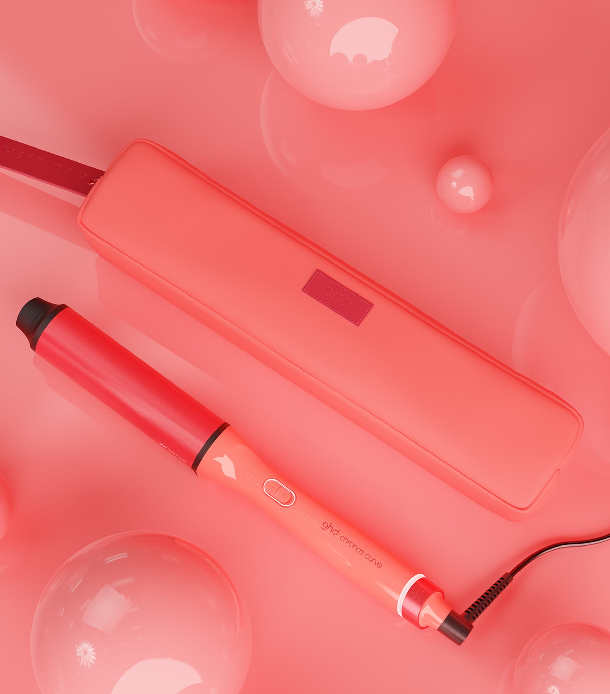 ghd Chronos Curve Max Wand Hair Curler Candy Coral Image 2