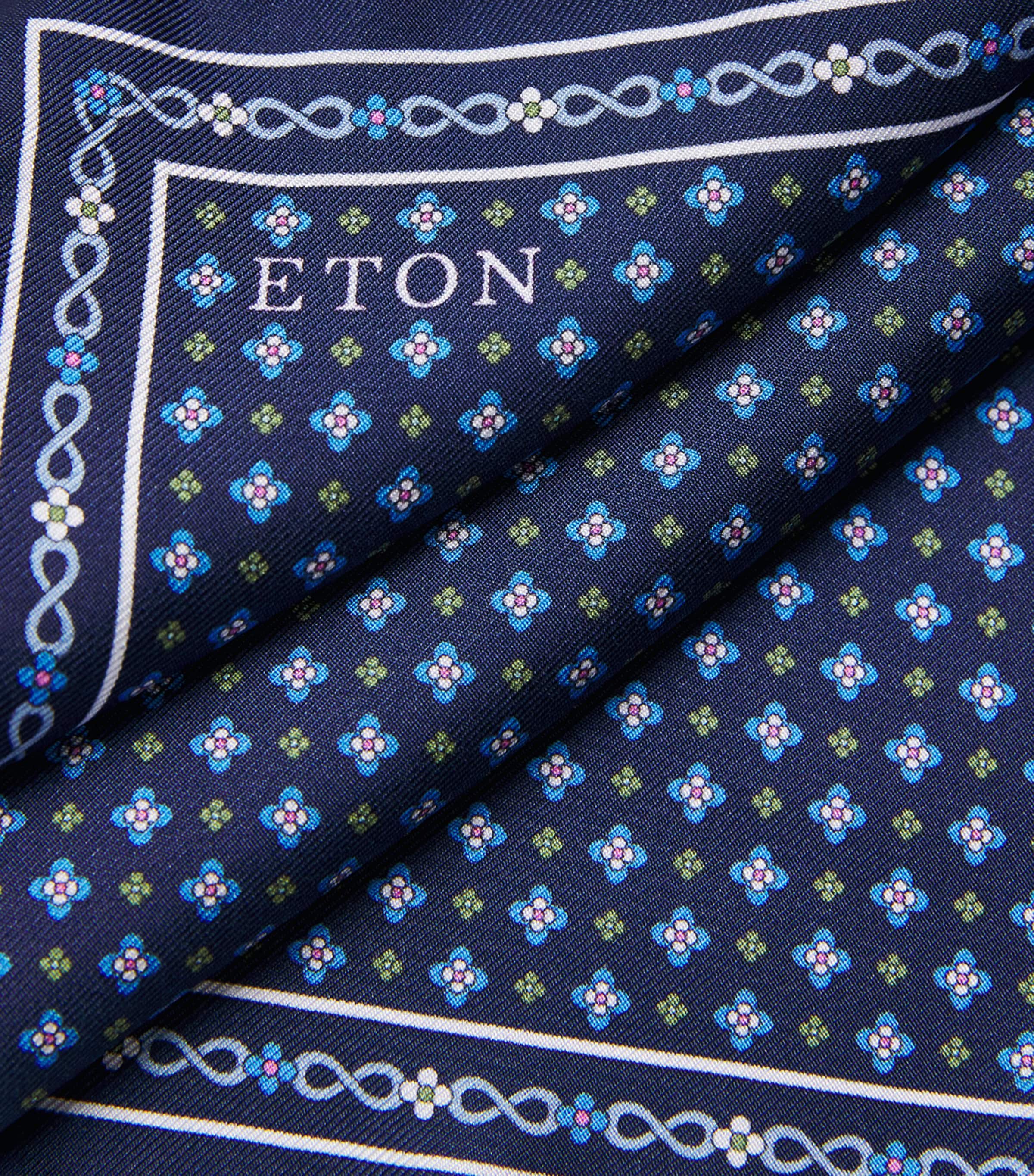 Silk Floral Pocket Square NAVY BLUE Image 4