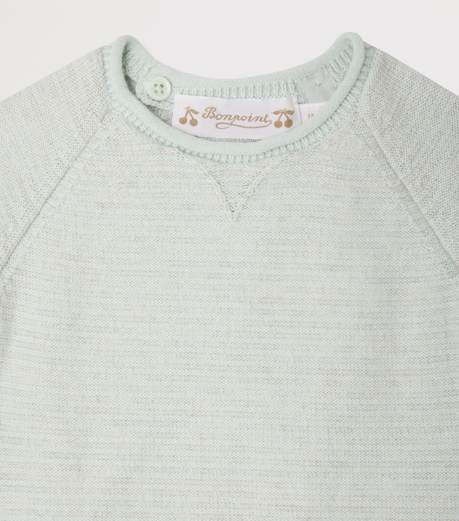 Cotton-Cashmere Top and Trousers Set (1-18 Months) BLEU GRIS Image 3