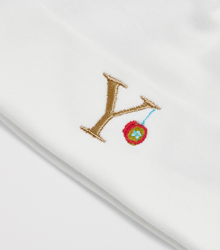 PAINT MY DREAMS Cotton Embroidered ‘Y’ Beanie White Image 3