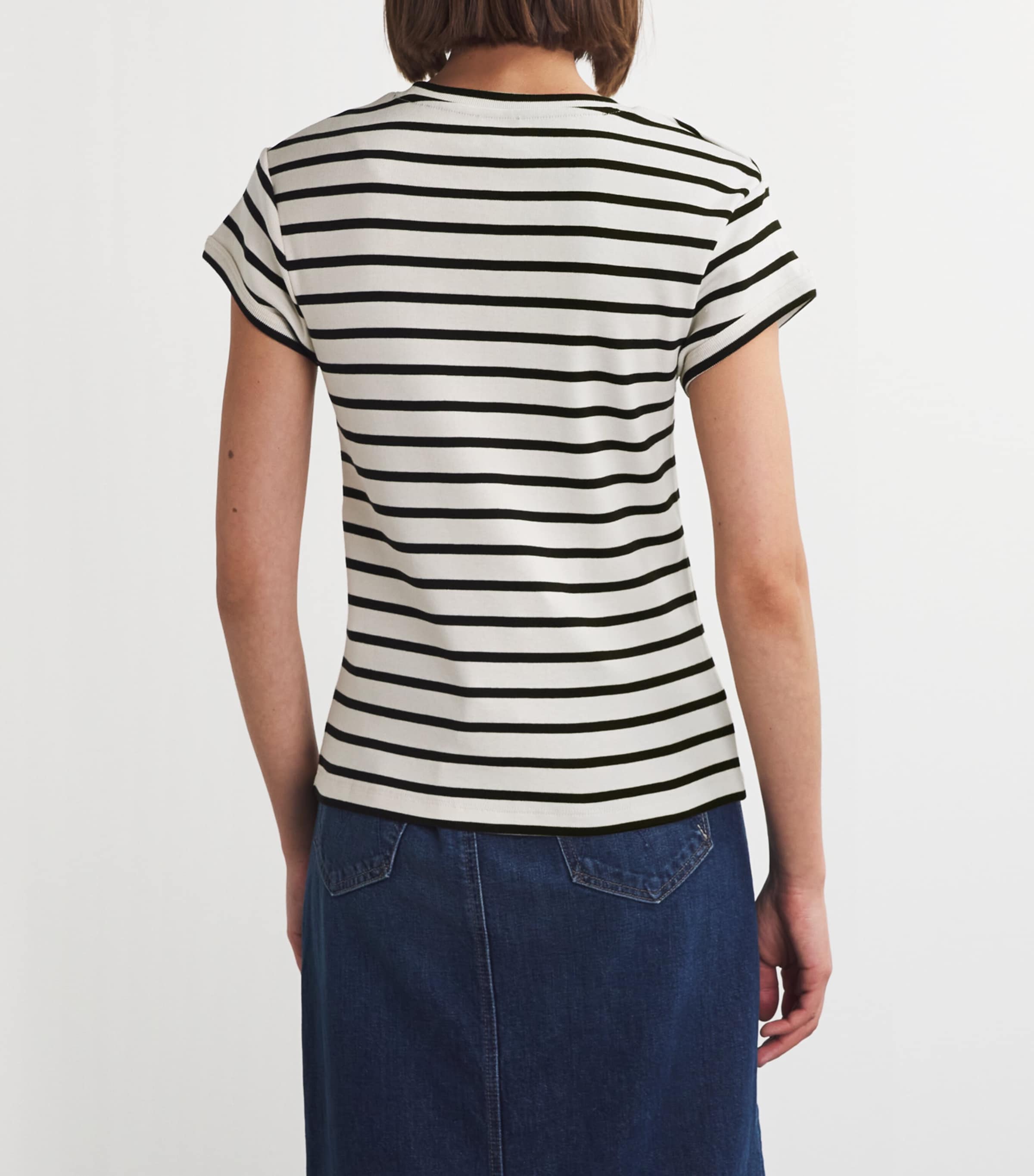 Cotton Striped T-Shirt DUAL-COLOR Image 4