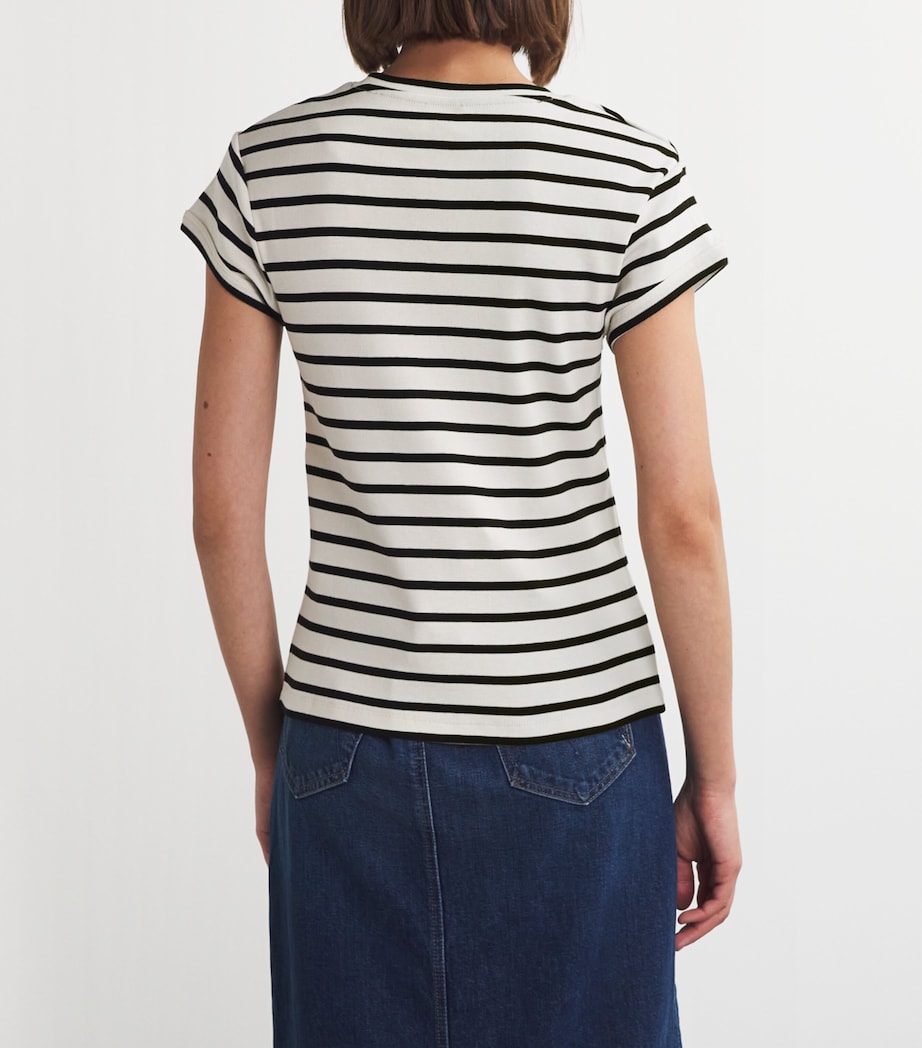 Cotton Striped T-Shirt DUAL-COLOR Image 4
