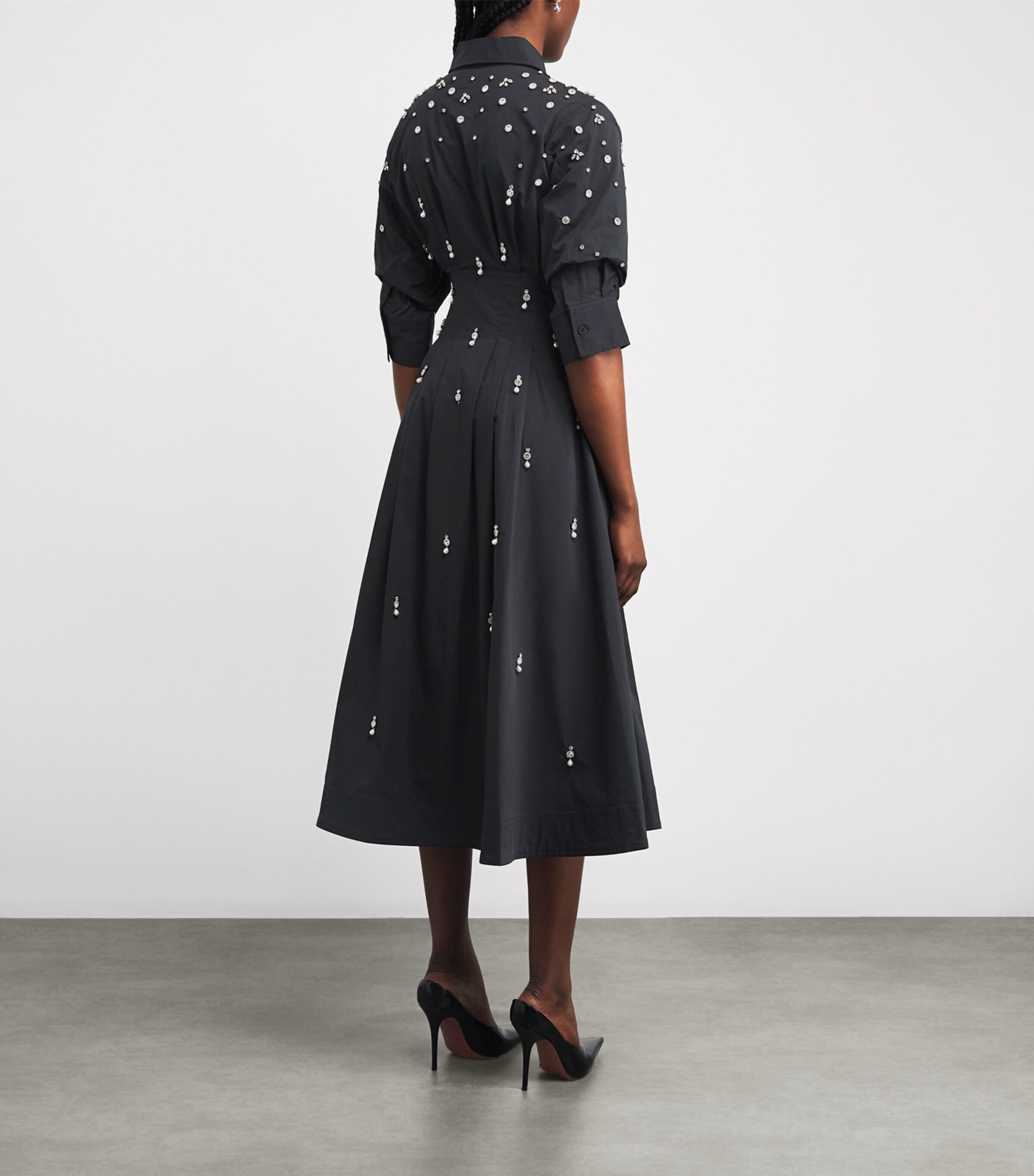 Simkhai Womens Cotton-Blend Pintuck Jazz Midi Dress Black Image 3