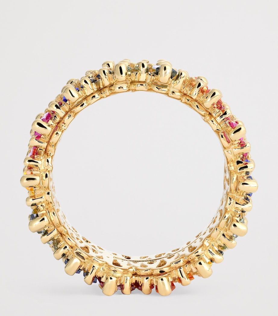 Yellow Gold, Diamond and Sapphire Shimmer Eternity Ring (Size 6.5) 18K YG/RS Image 3