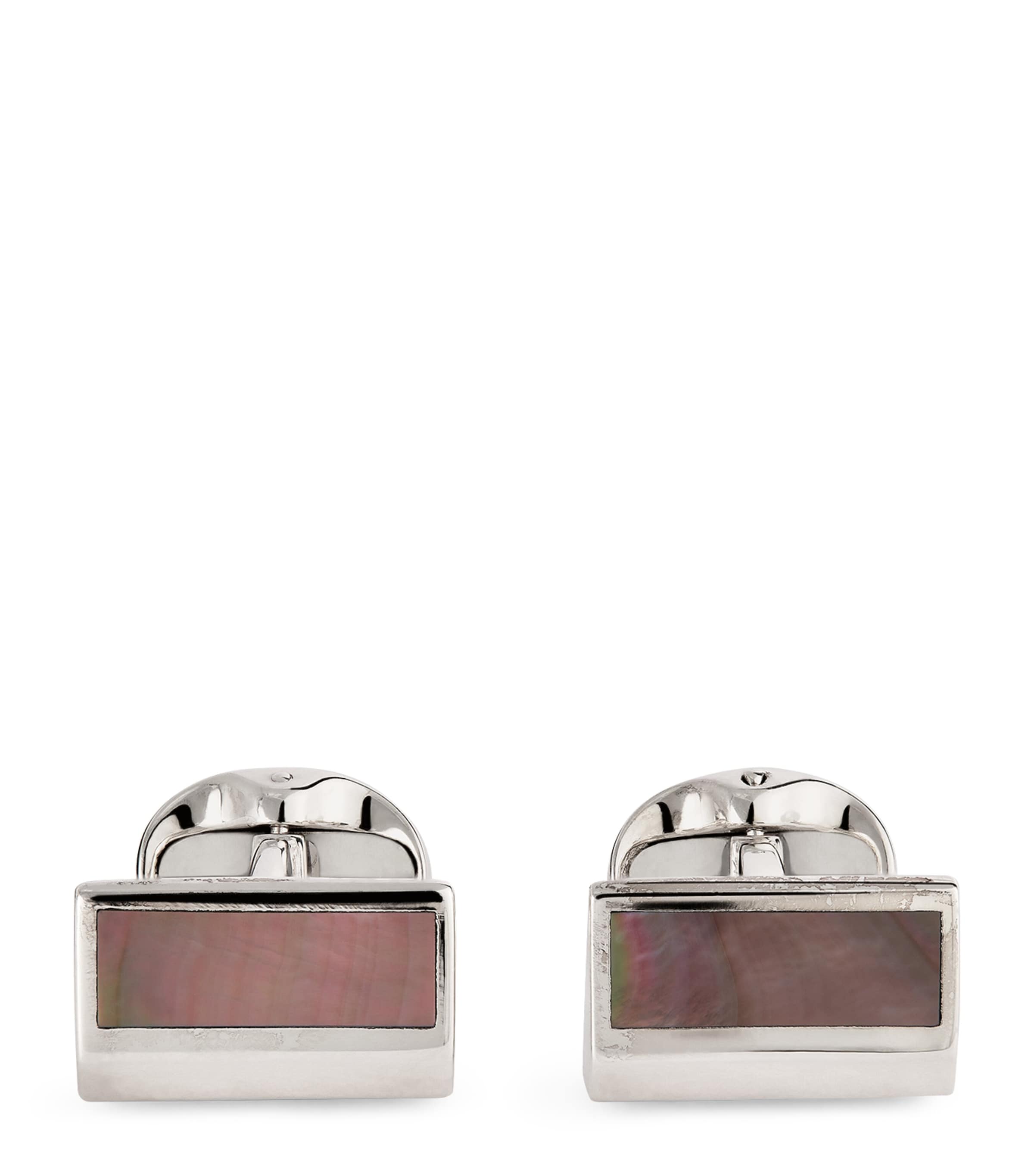 Deakin & Francis Sterling Silver Mother-of-pearl Cufflinks In Grey