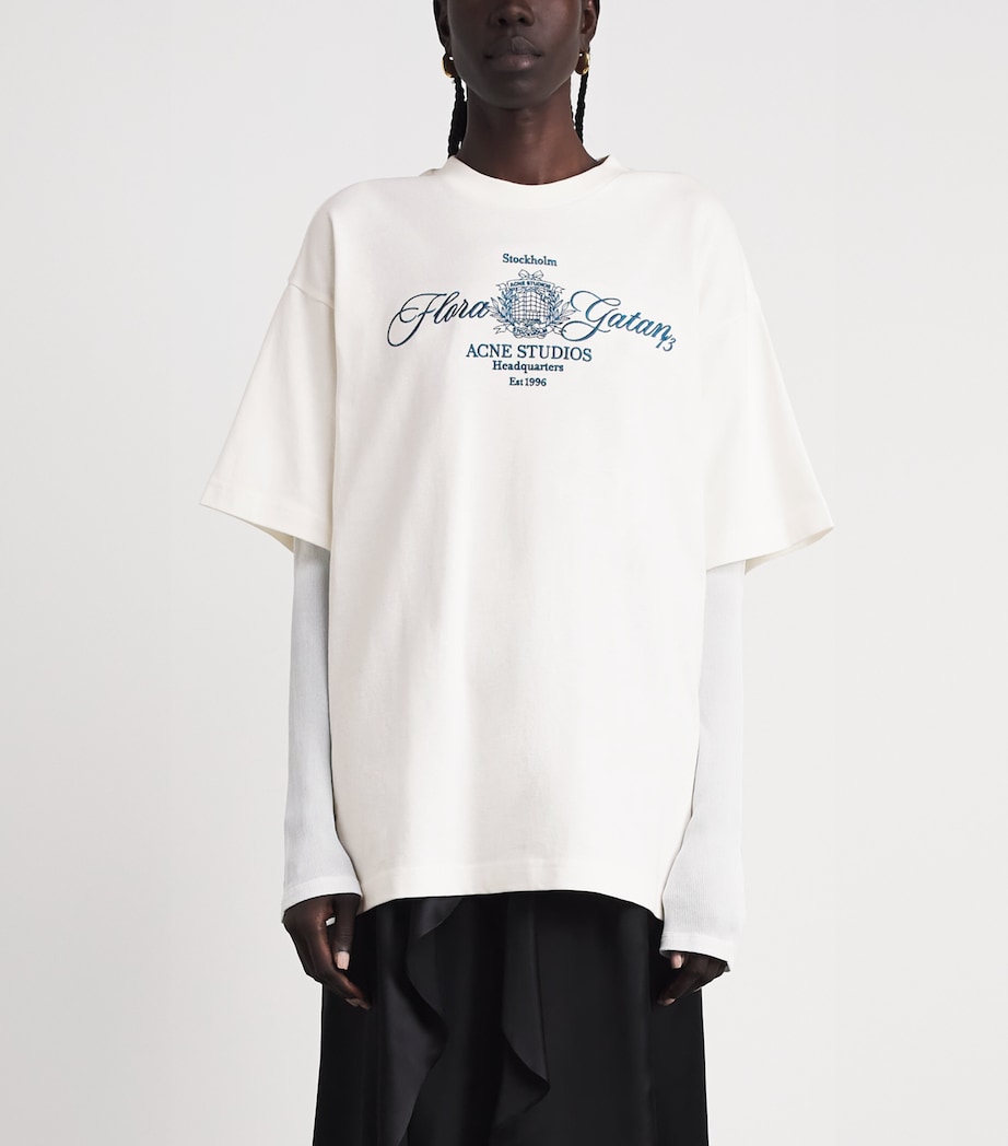 Acne Studios Womens Cotton Logo T-Shirt Off White/ecru Image 4