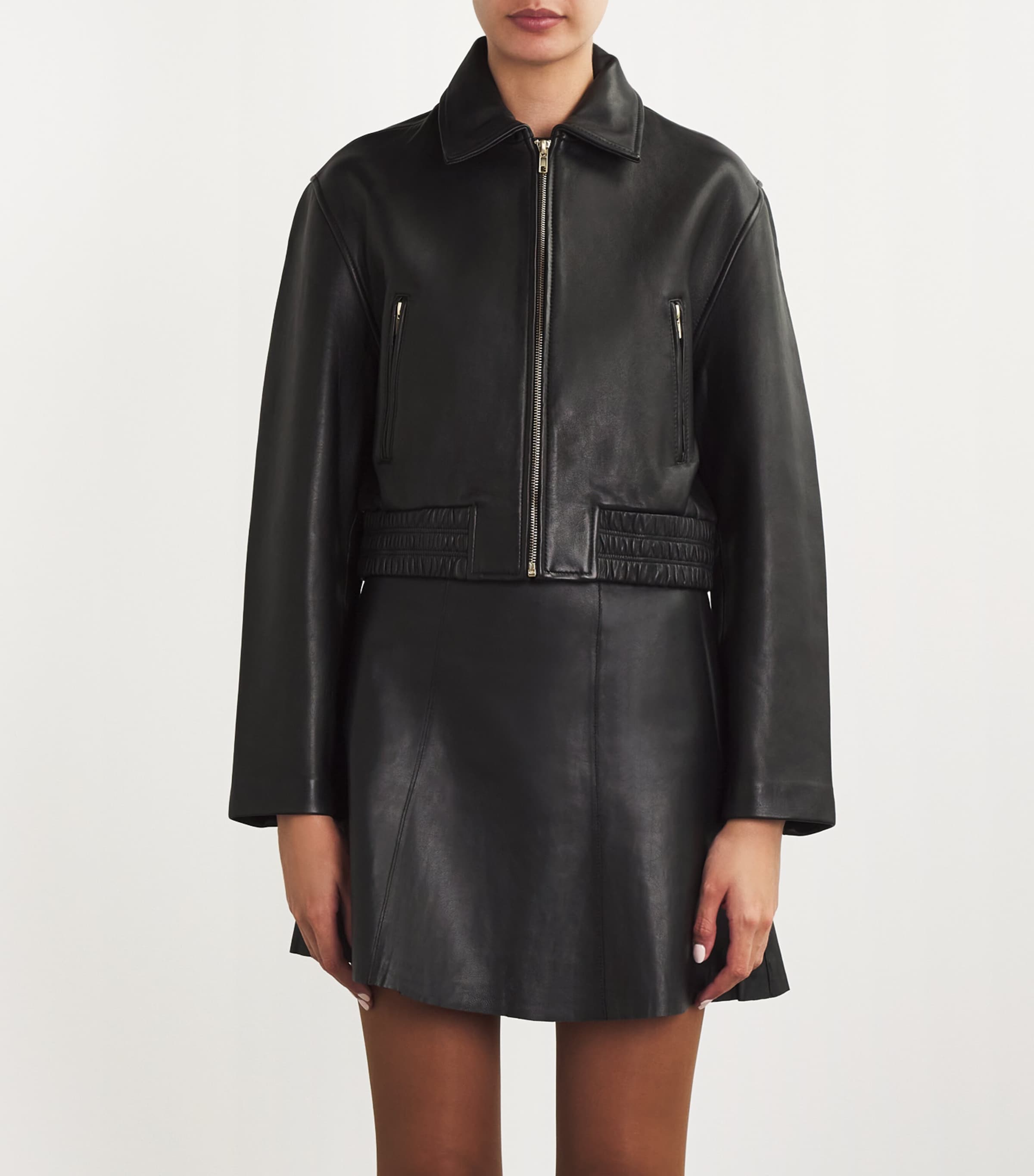 Leather Biker Jacket BLACK Image 3