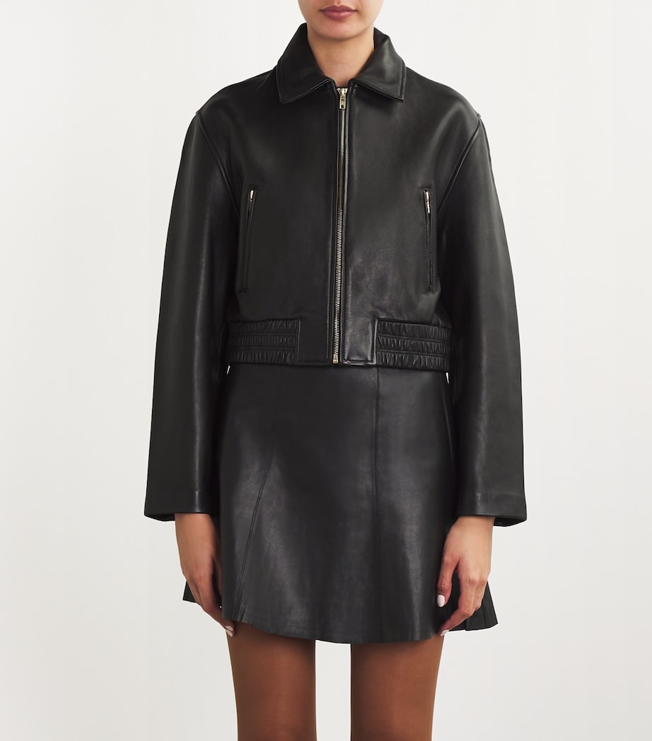 Leather Biker Jacket BLACK Image 3