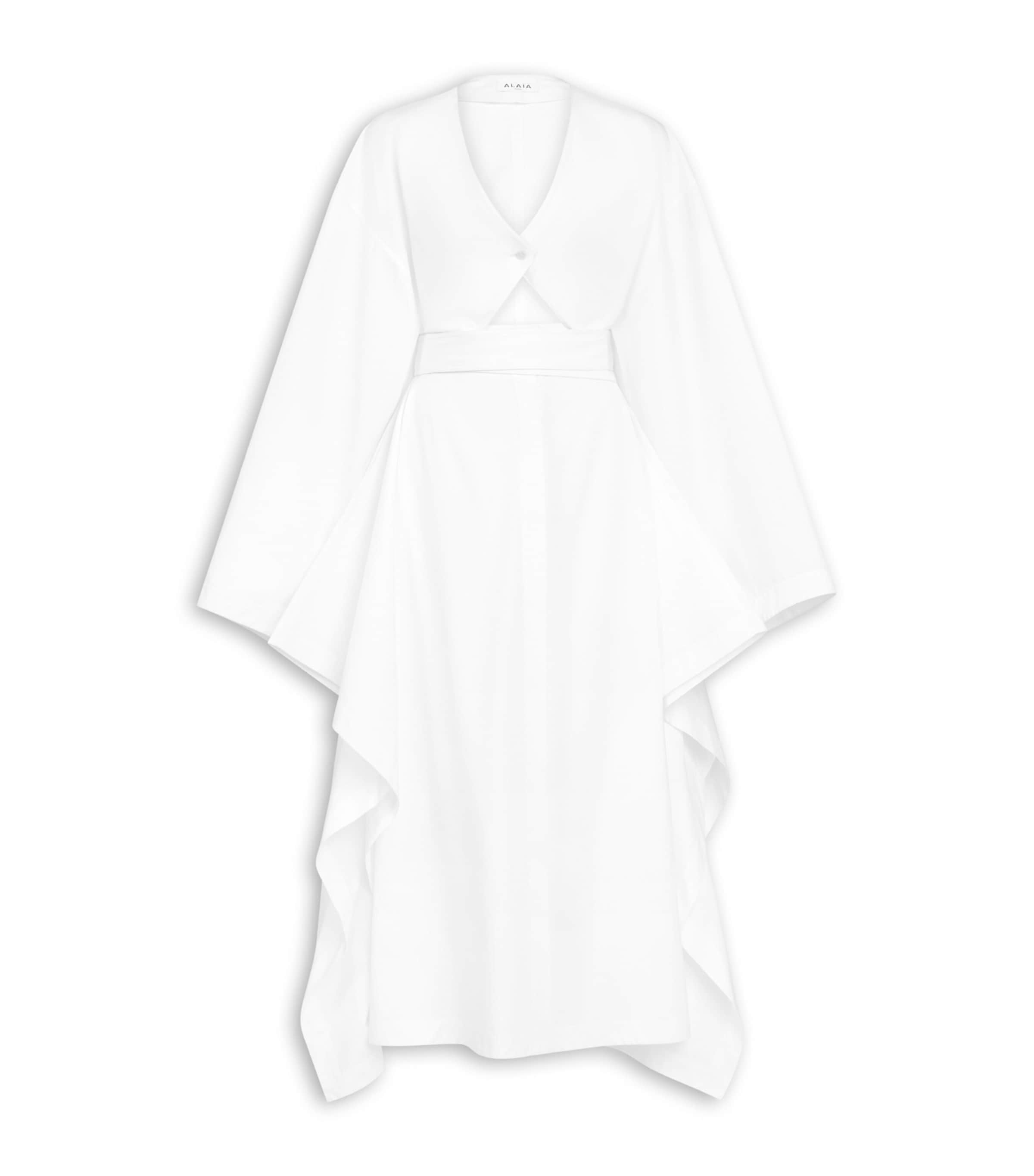 Alaïa Cotton Poplin Midi Dress In White