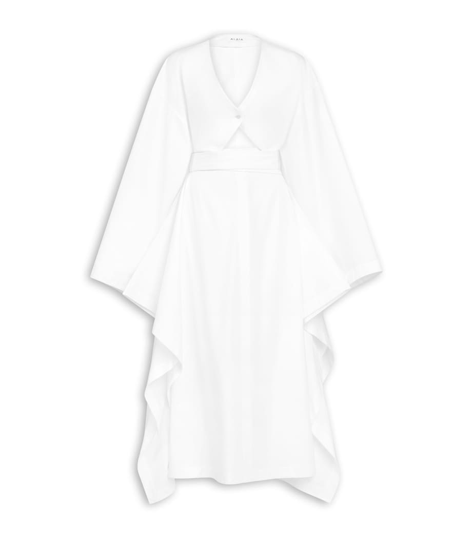 Alaïa Womens Cotton Poplin Midi Dress Blanc Image 1
