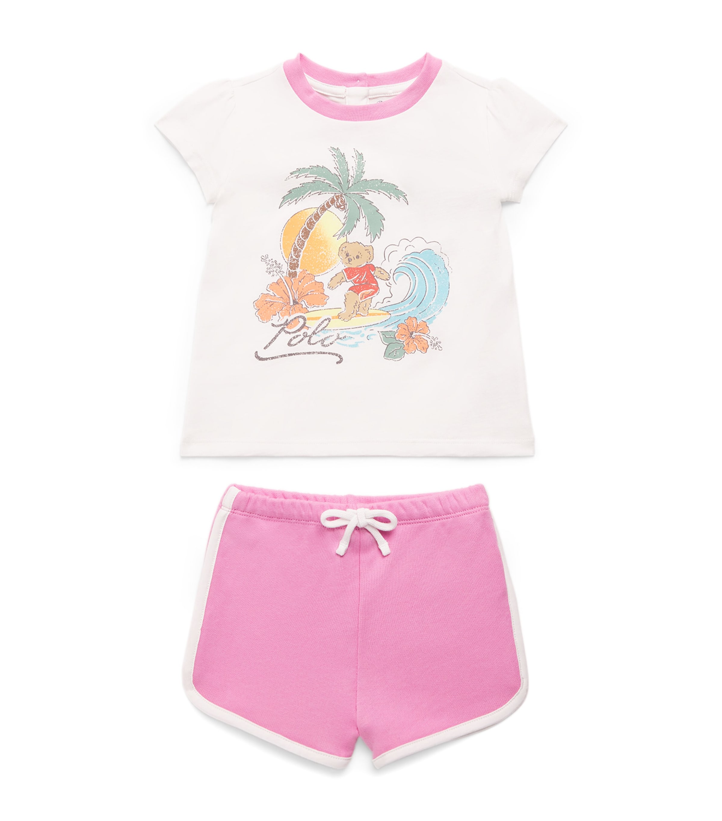 Ralph Lauren Kids Cotton Polo Bear T-Shirt and Shorts Set (3-24 Months) White Image 1