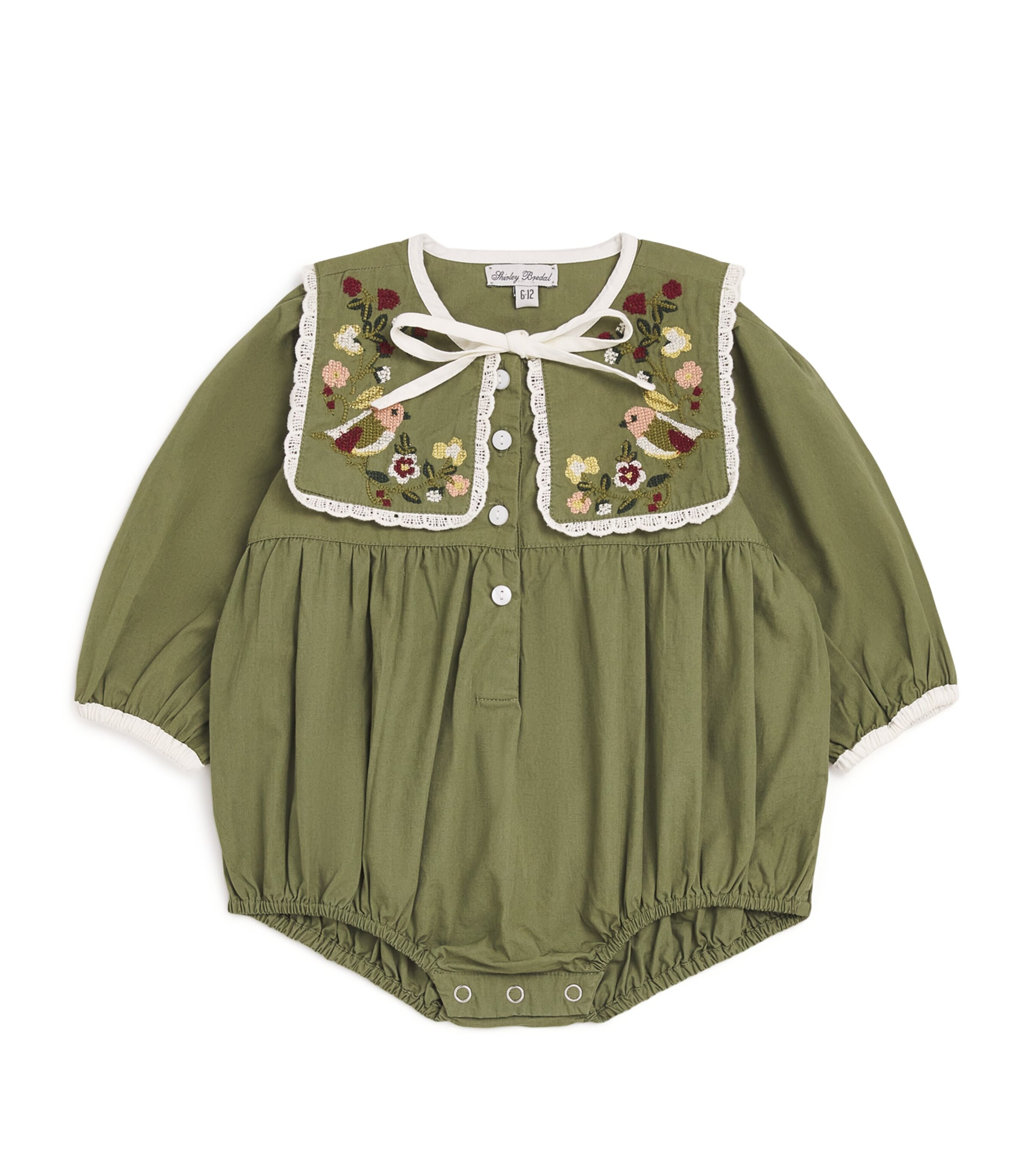 Shirley Bredal Embroidered Maya Bodysuit (3-36 Months) Moss Image 1