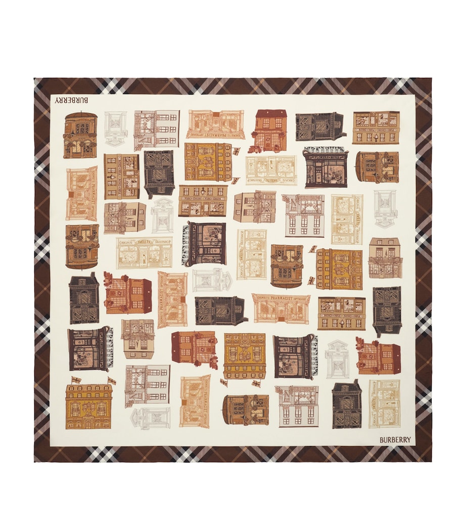 Burberry Silk Storefront Print Scarf Treacle Brown Image 1