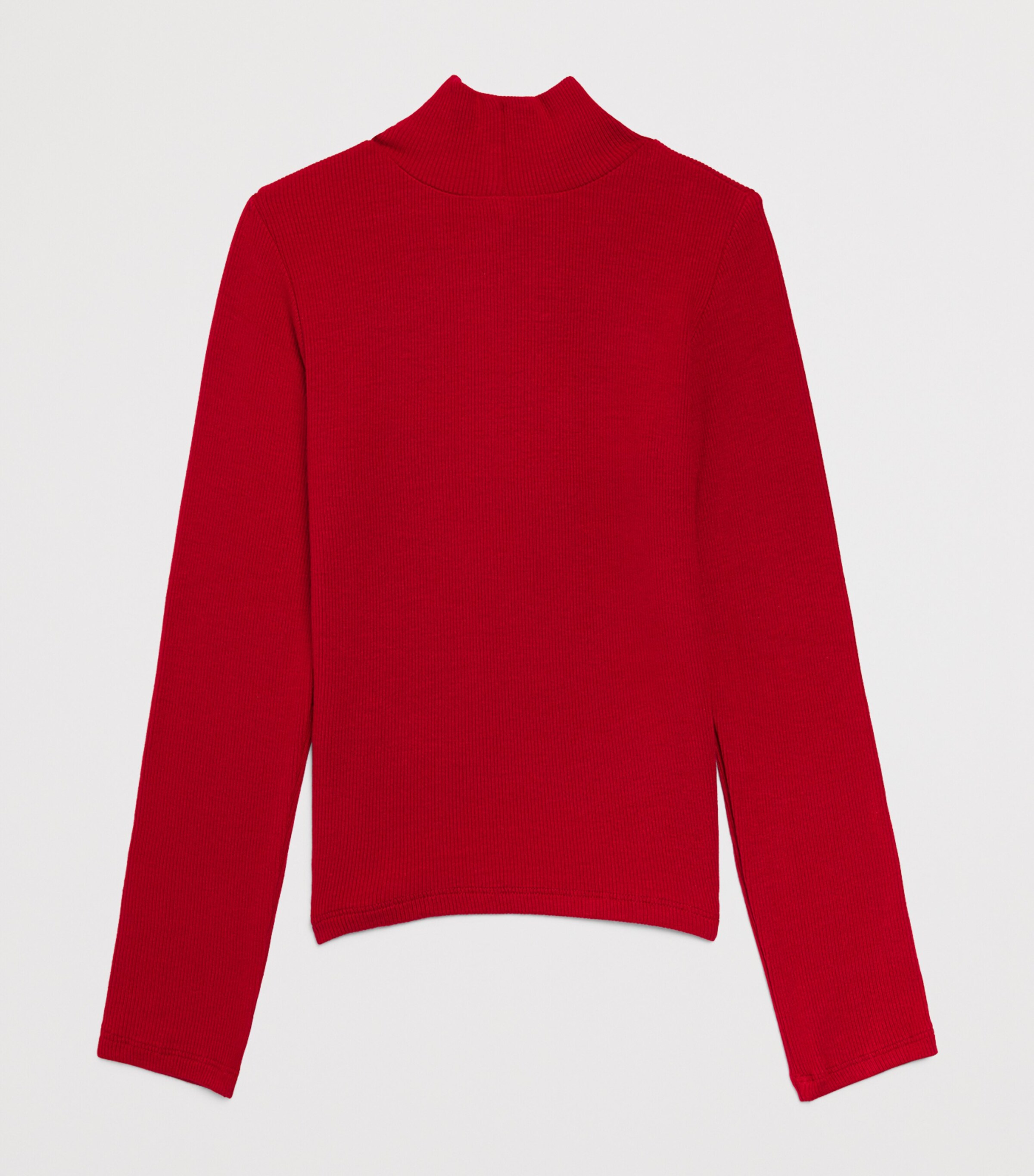 Monnalisa Ribbed Ruffle Rollneck Top (2-12 Years) Rubino Image 2