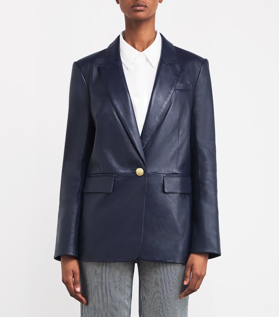 Veronica Beard Womens Lambskin Vega Dickey Blazer Navy Image 3