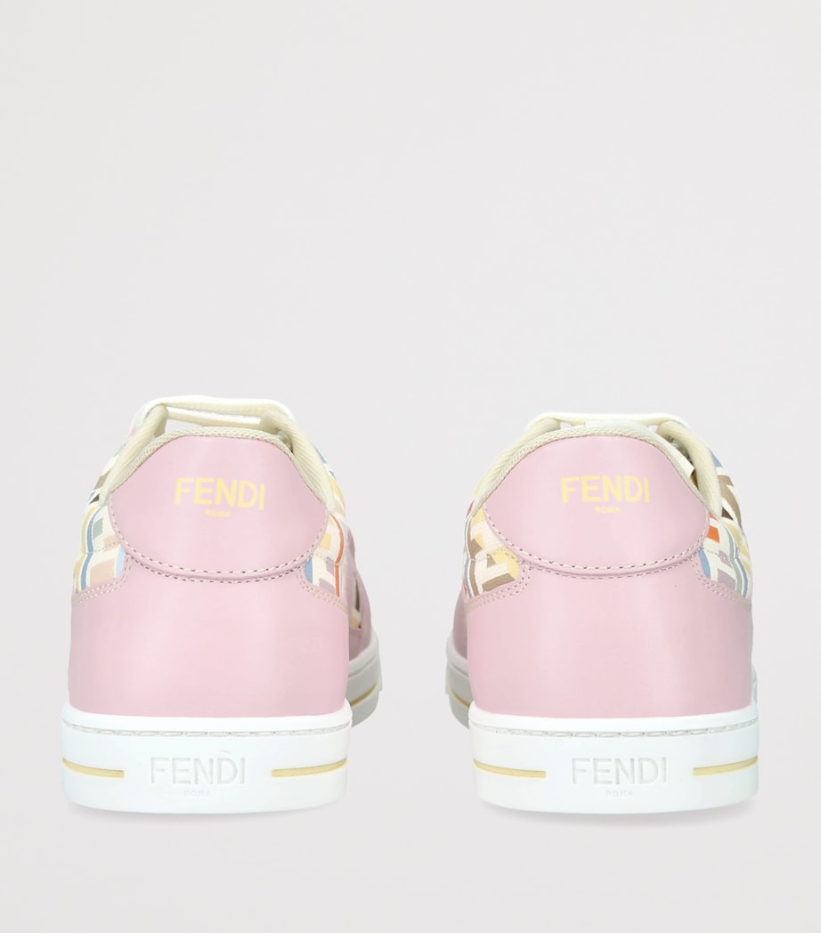 Fendi Kids Leather Logo Sneakers Pink Comb Image 2