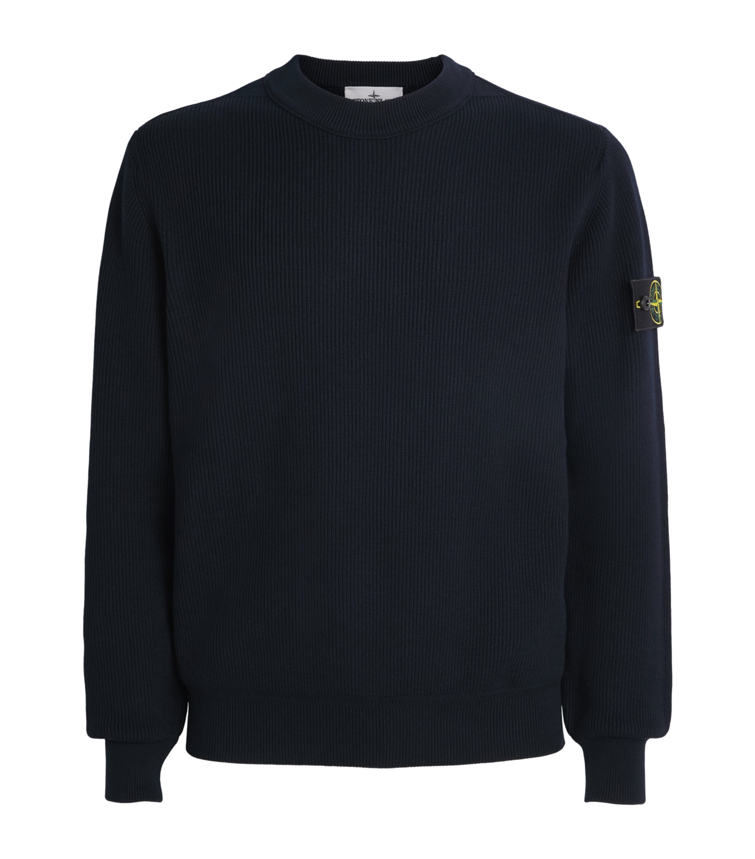 Stone Island Mens Ribbed Compass Patch Sweatshirt Image 1
