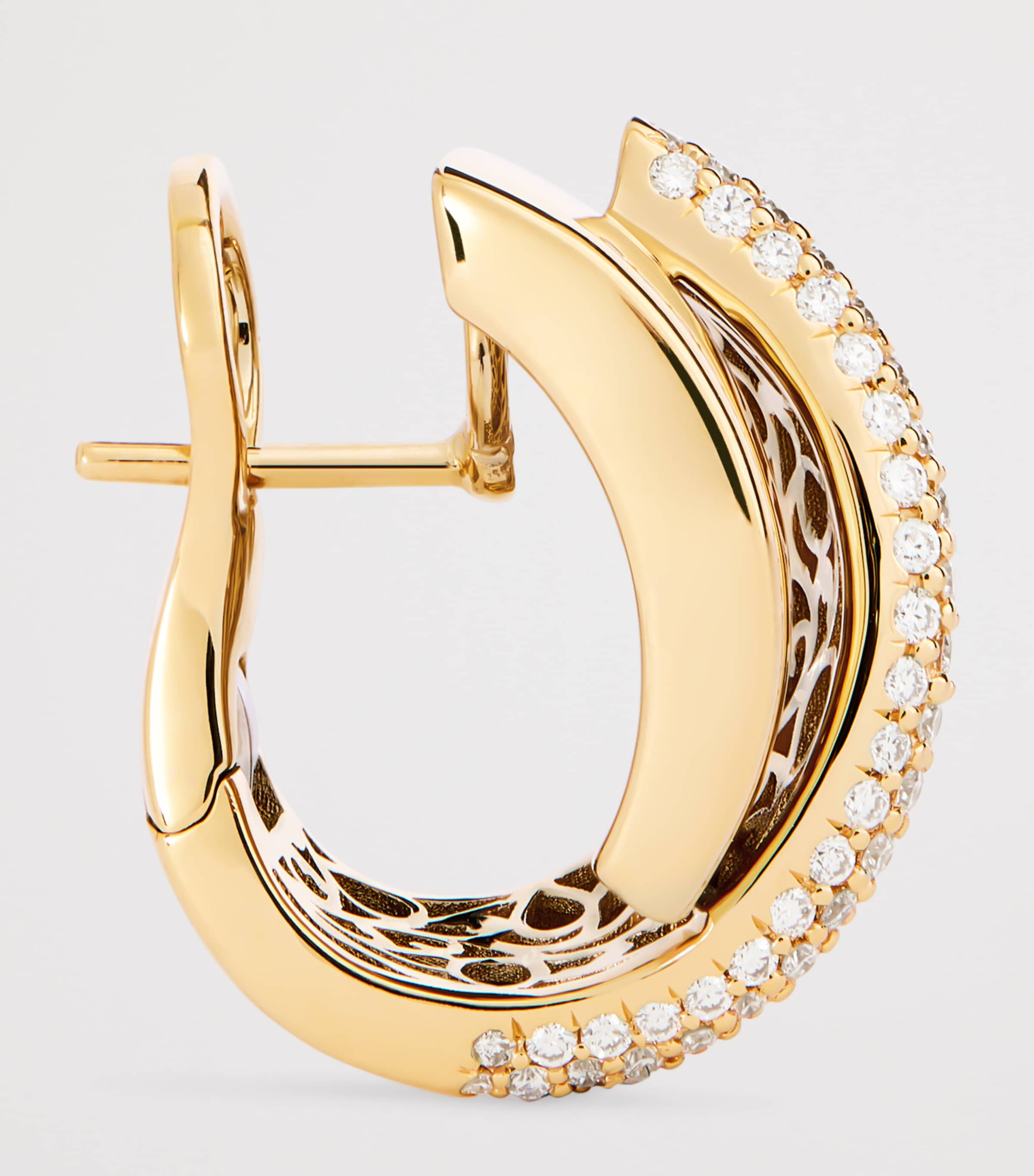 Large Yellow Gold and Diamond Divino Earrings YELLOW GOLD Image 3