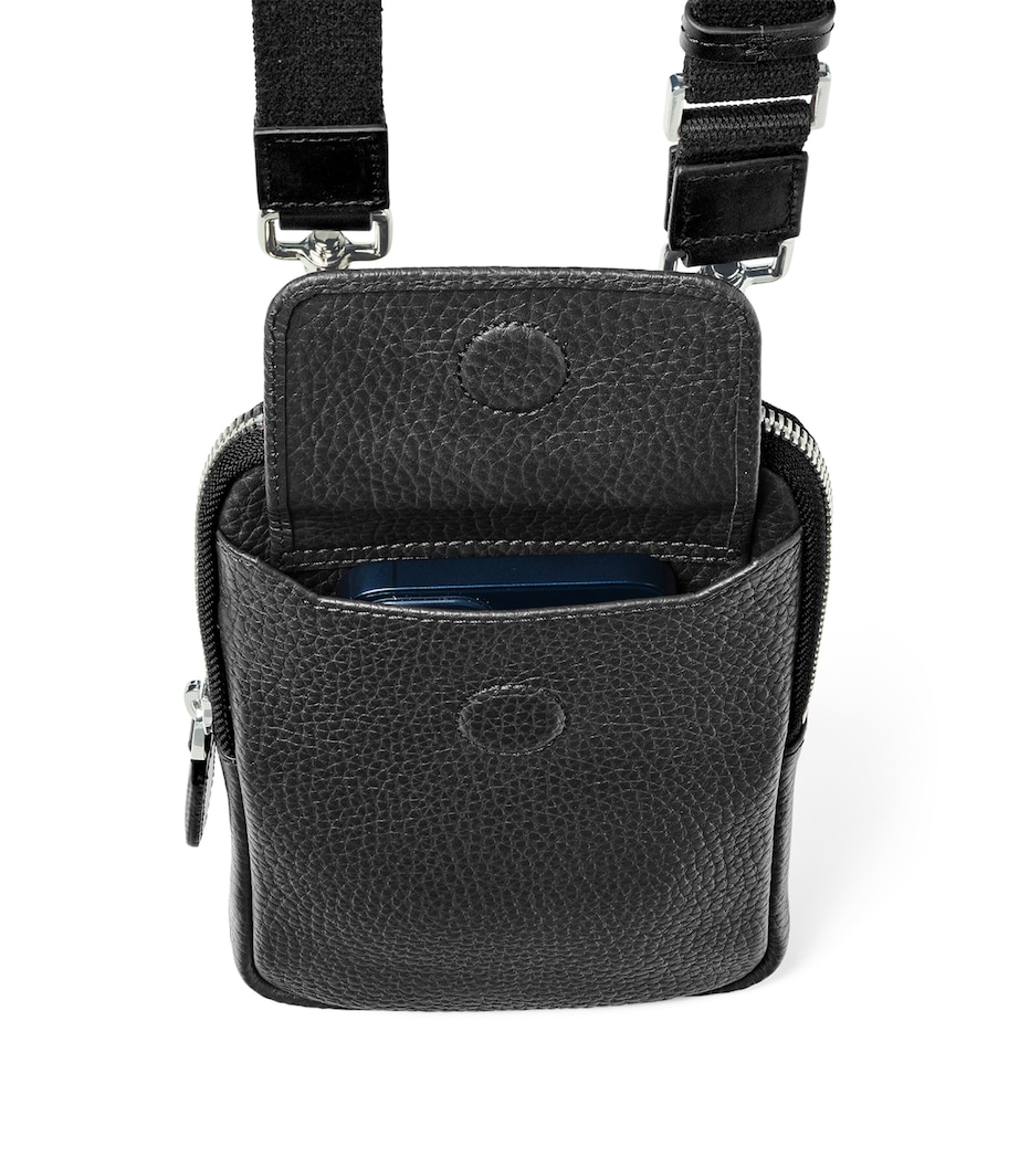 Leather Cross-Body Phone Pouch BLACK Image 2