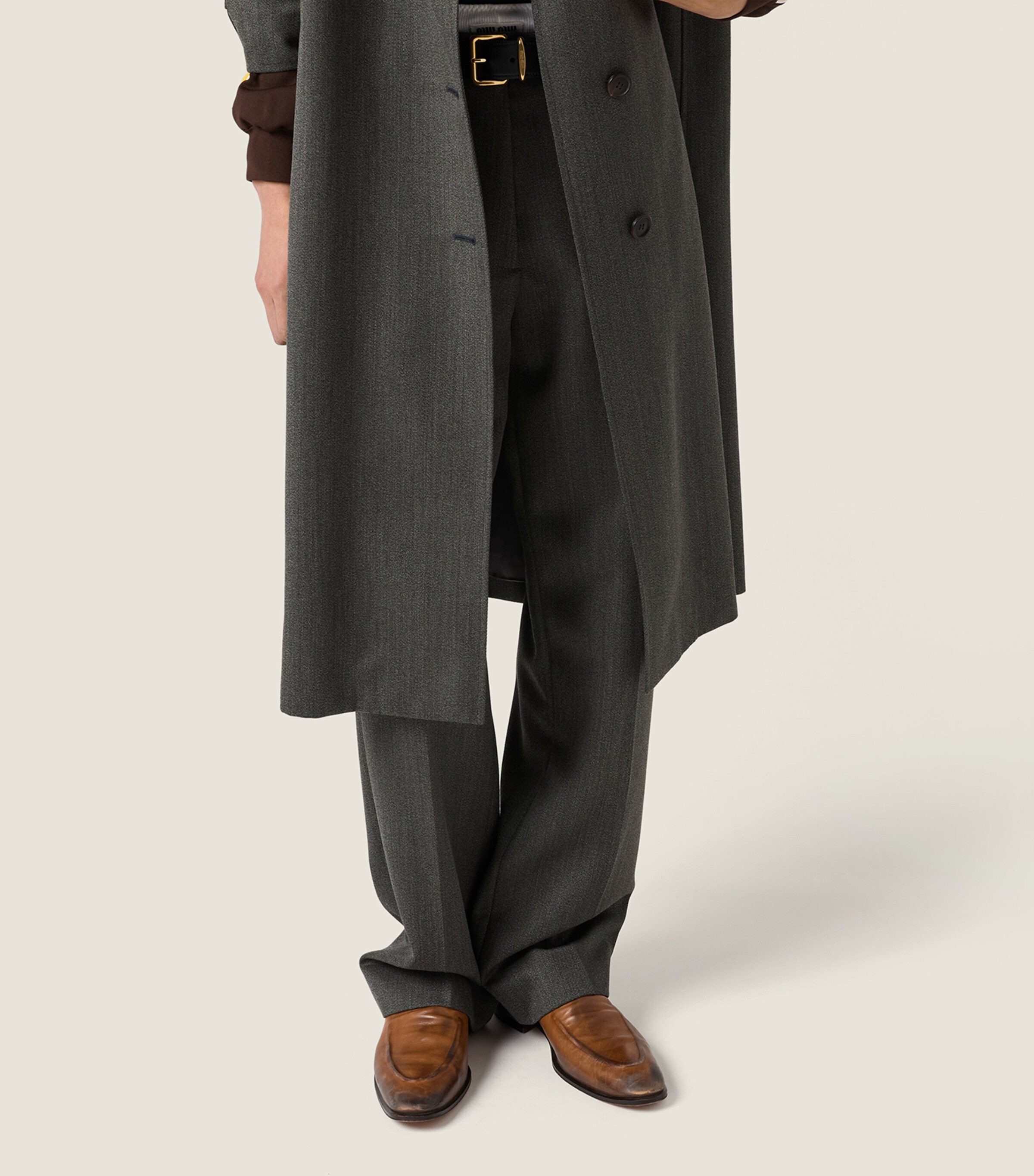 Miu Miu Womens Wool Straight Trousers Grey Image 5