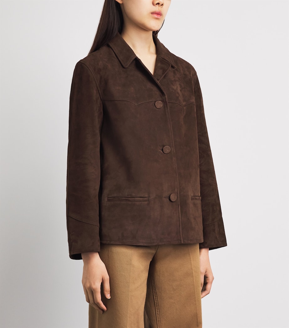 Tory Burch Womens Suede Lightweight Jacket Light Chocolate Image 4