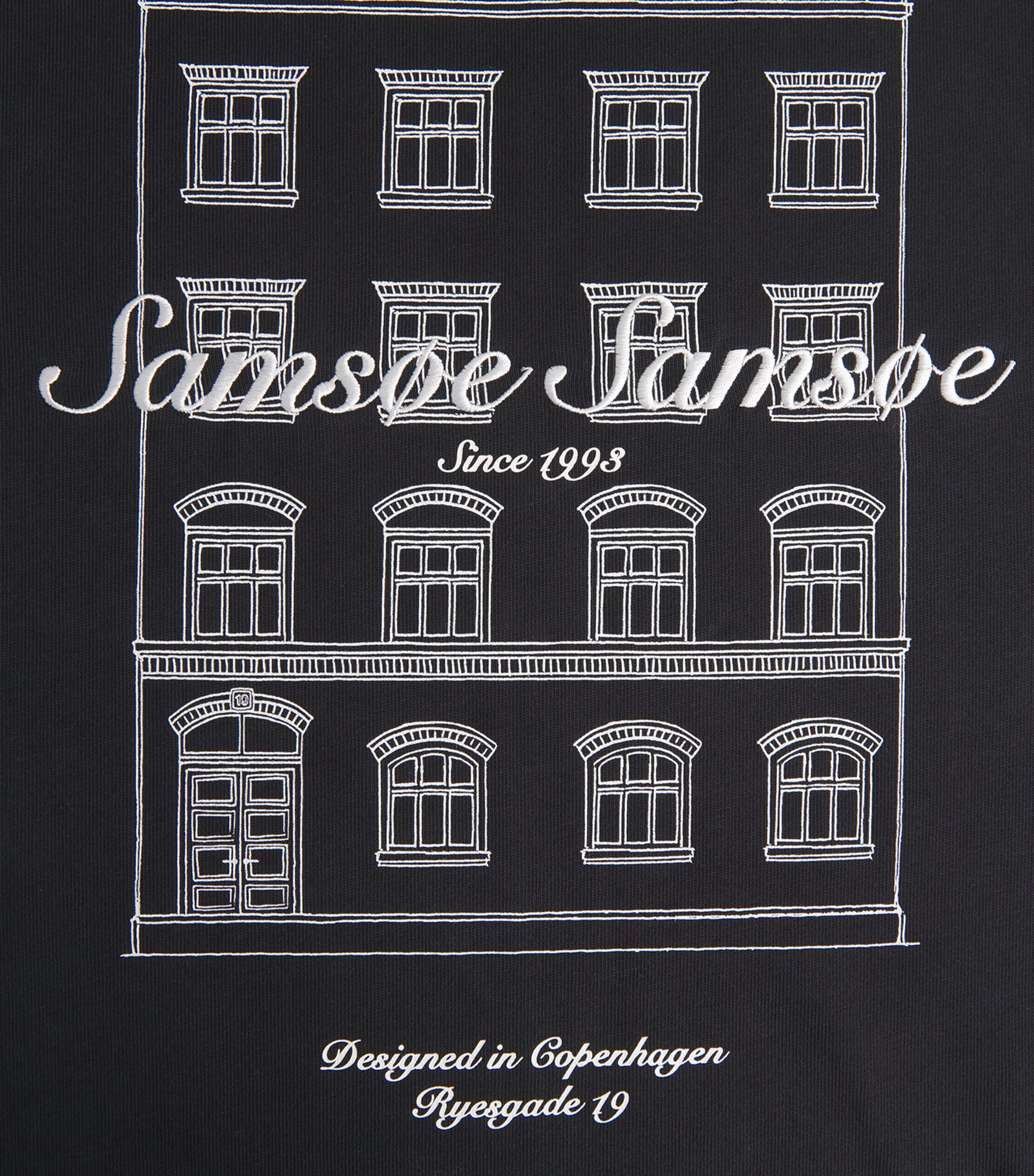 Samsøe Samsøe Mens Organic Cotton Sauni T-Shirt Black Building Image 6