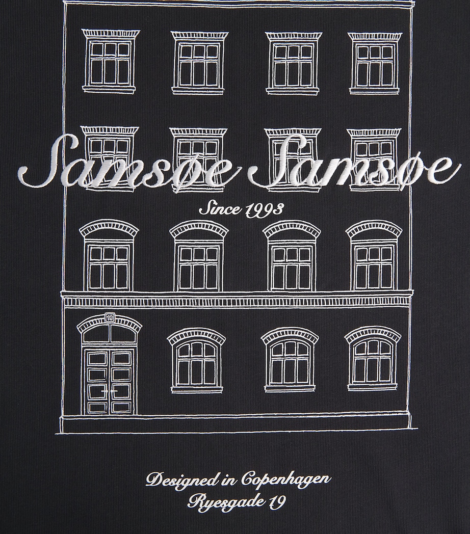 Samsøe Samsøe Mens Organic Cotton Sauni T-Shirt Black Building Image 6