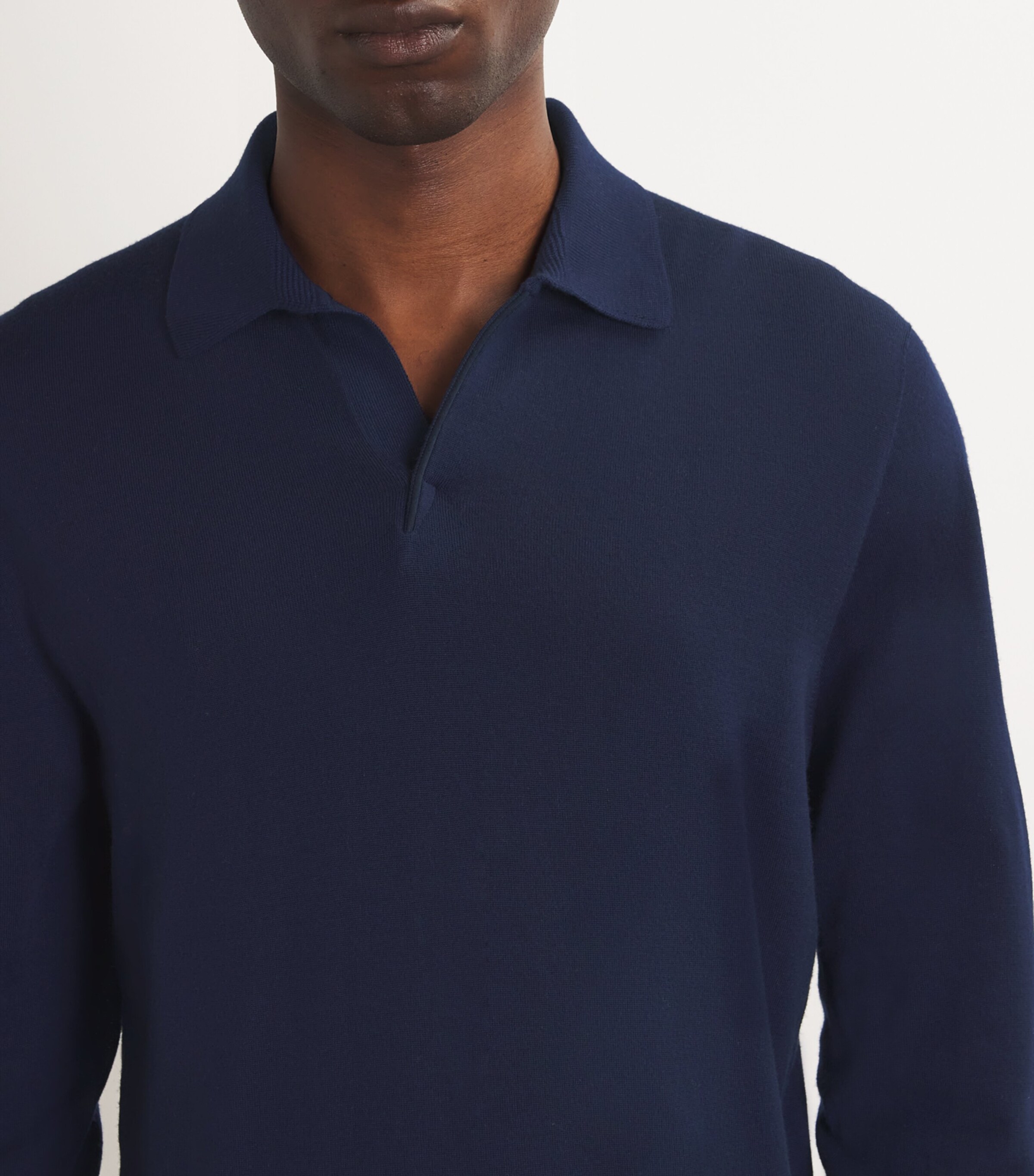 Virgin Wool Lasca Polo Shirt B13-NAVY BLUE Image 6