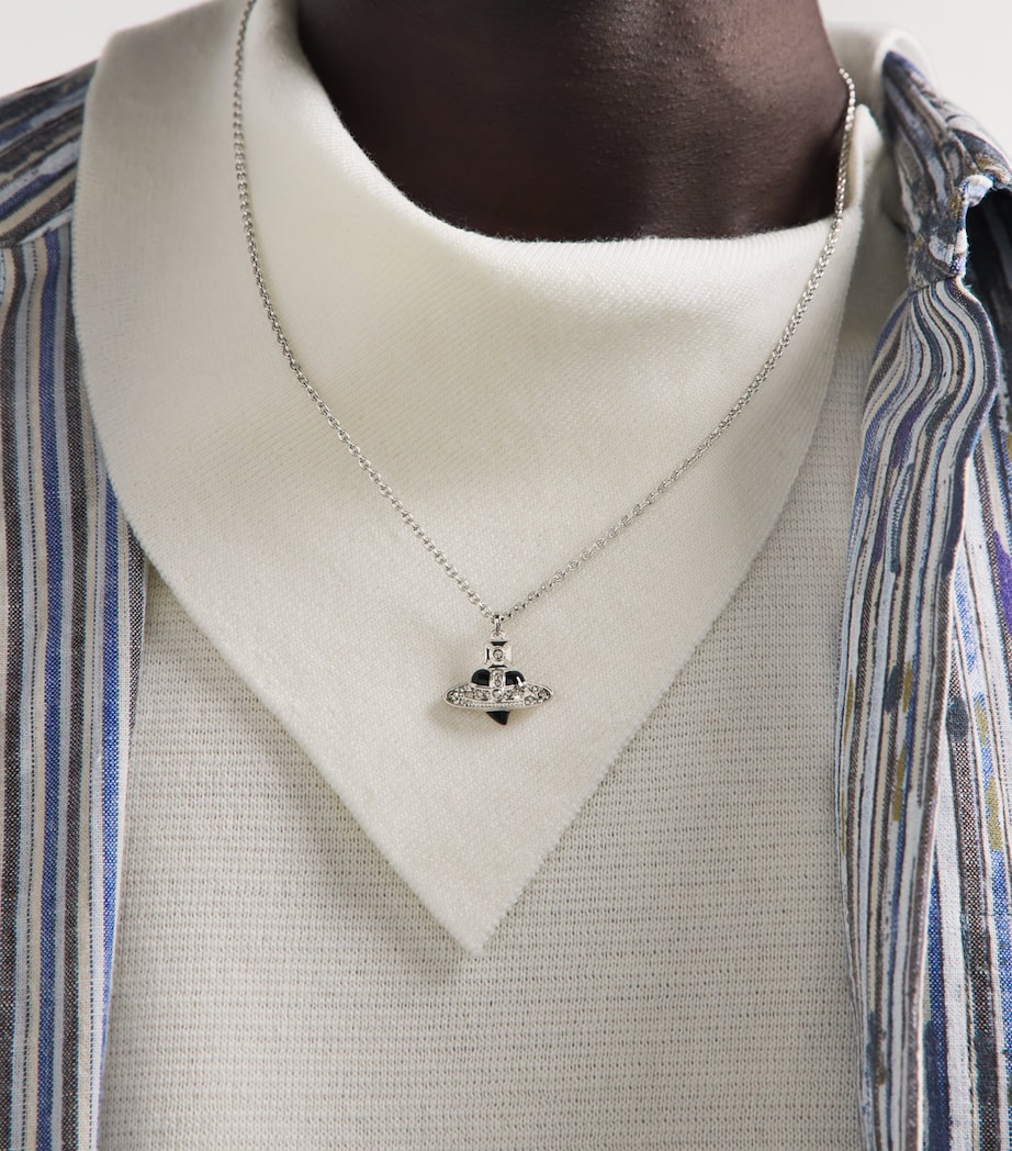 Vivienne Westwood Diamante Heart Necklace Plat/blk Dmn Cr Image 2