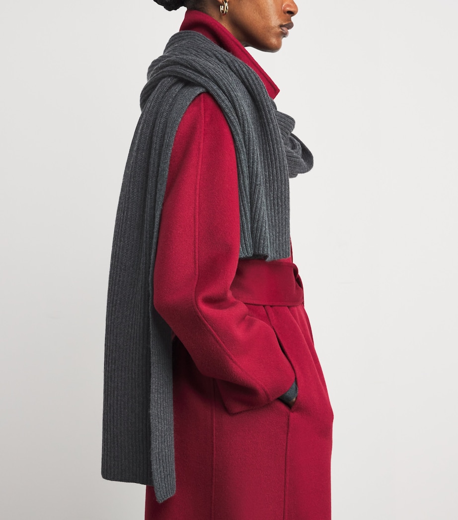 Wool-Cashmere-Silk Cardigan-Stitch Scarf SMOKE Image 2