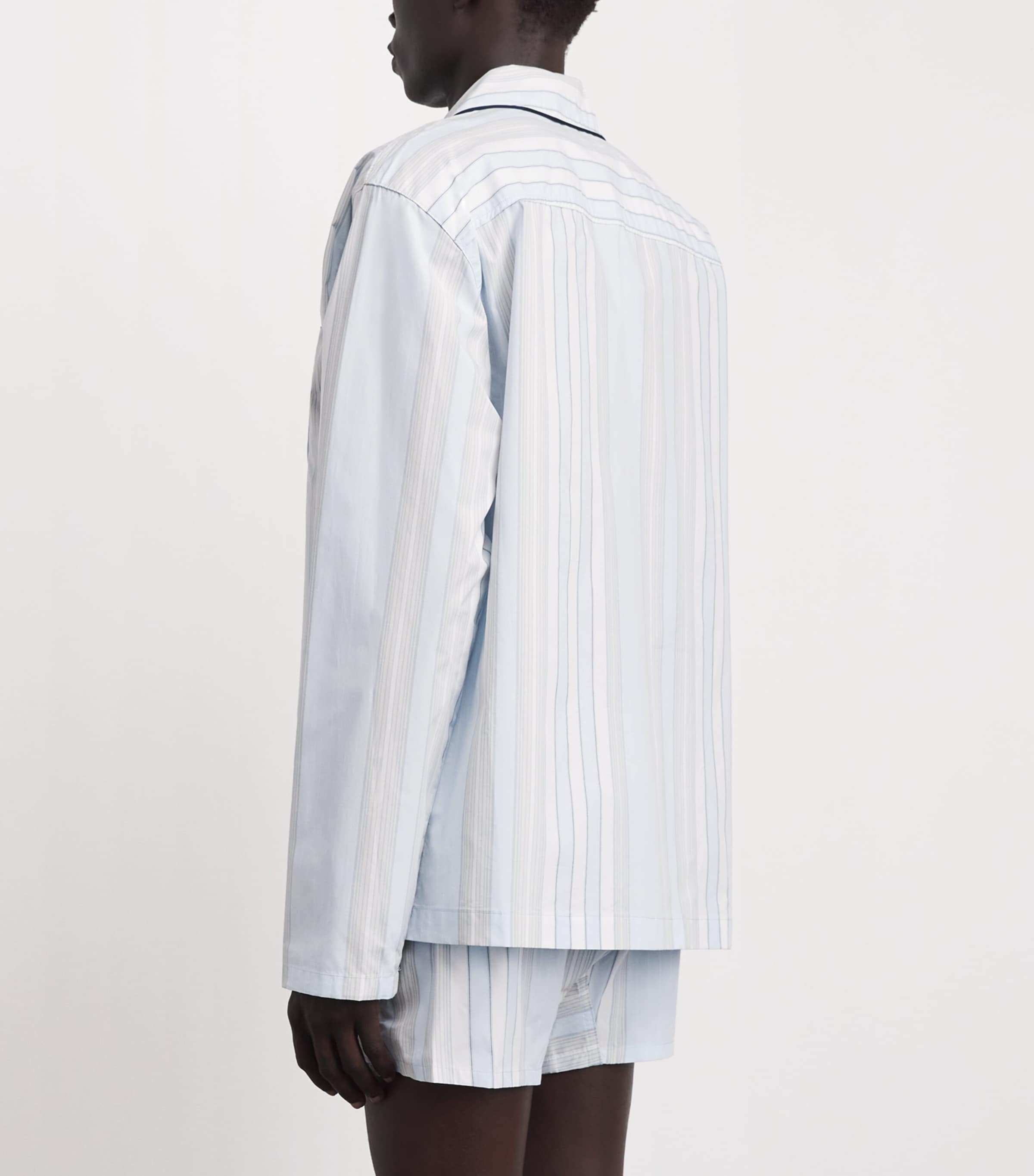 Calvin Klein Mens Cotton Poplin Stripe Pyjama Top Crest Stripe Ic Image 5