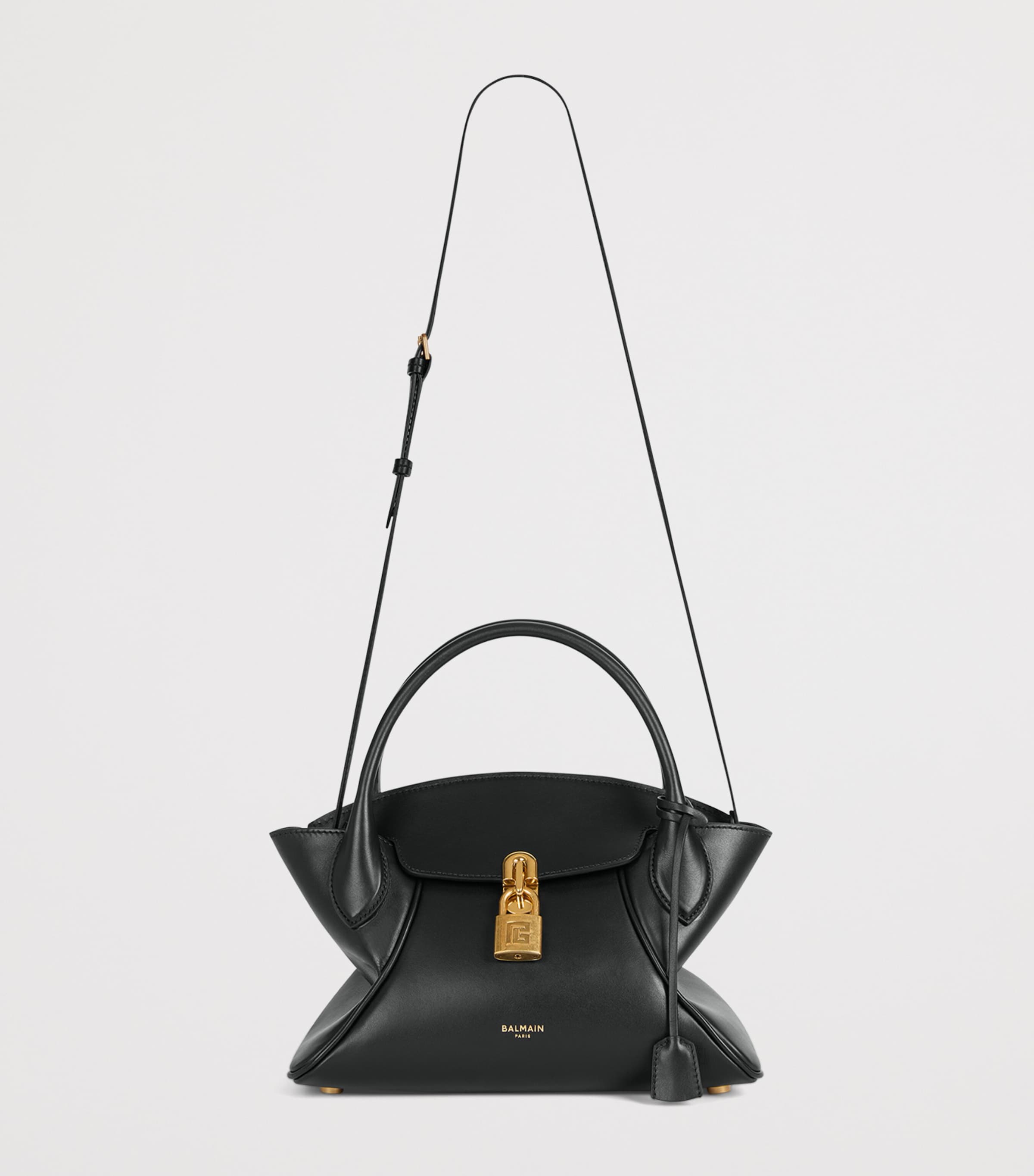 Balmain Womens Small Leather Pulse Day Top-Handle Bag Noir Image 4