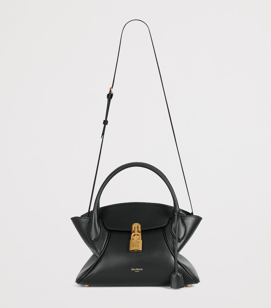 Balmain Womens Small Leather Pulse Day Top-Handle Bag Noir Image 4
