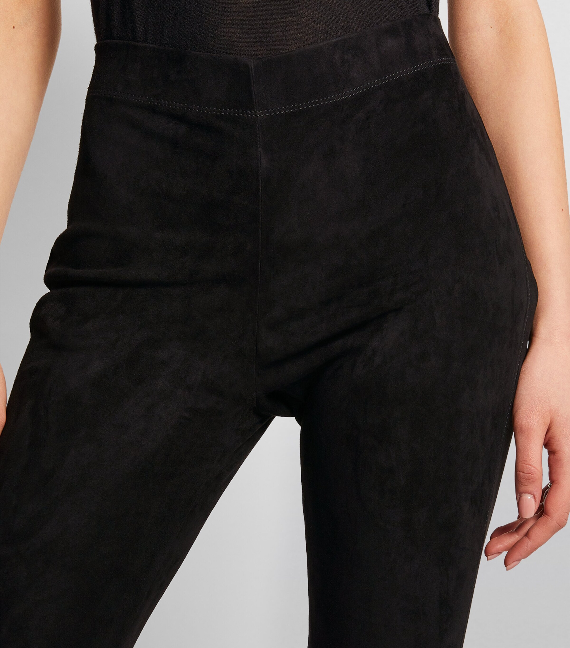 Joseph Womens Suede Stretch Leggings Black Image 6