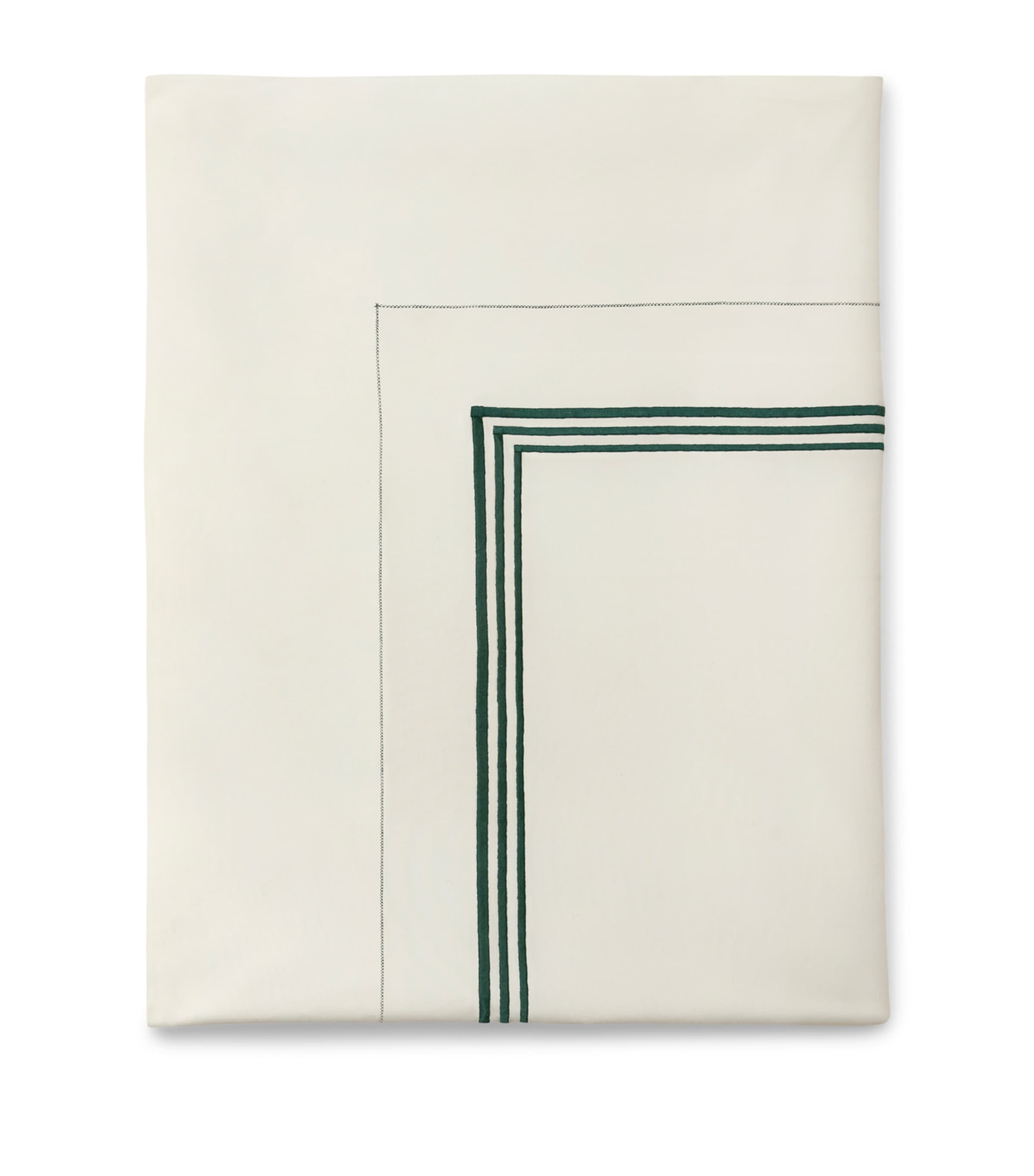 Pratesi Tre Righe Super King Flat Sheet (300cm x 270cm) Ivory/emerald Image 1