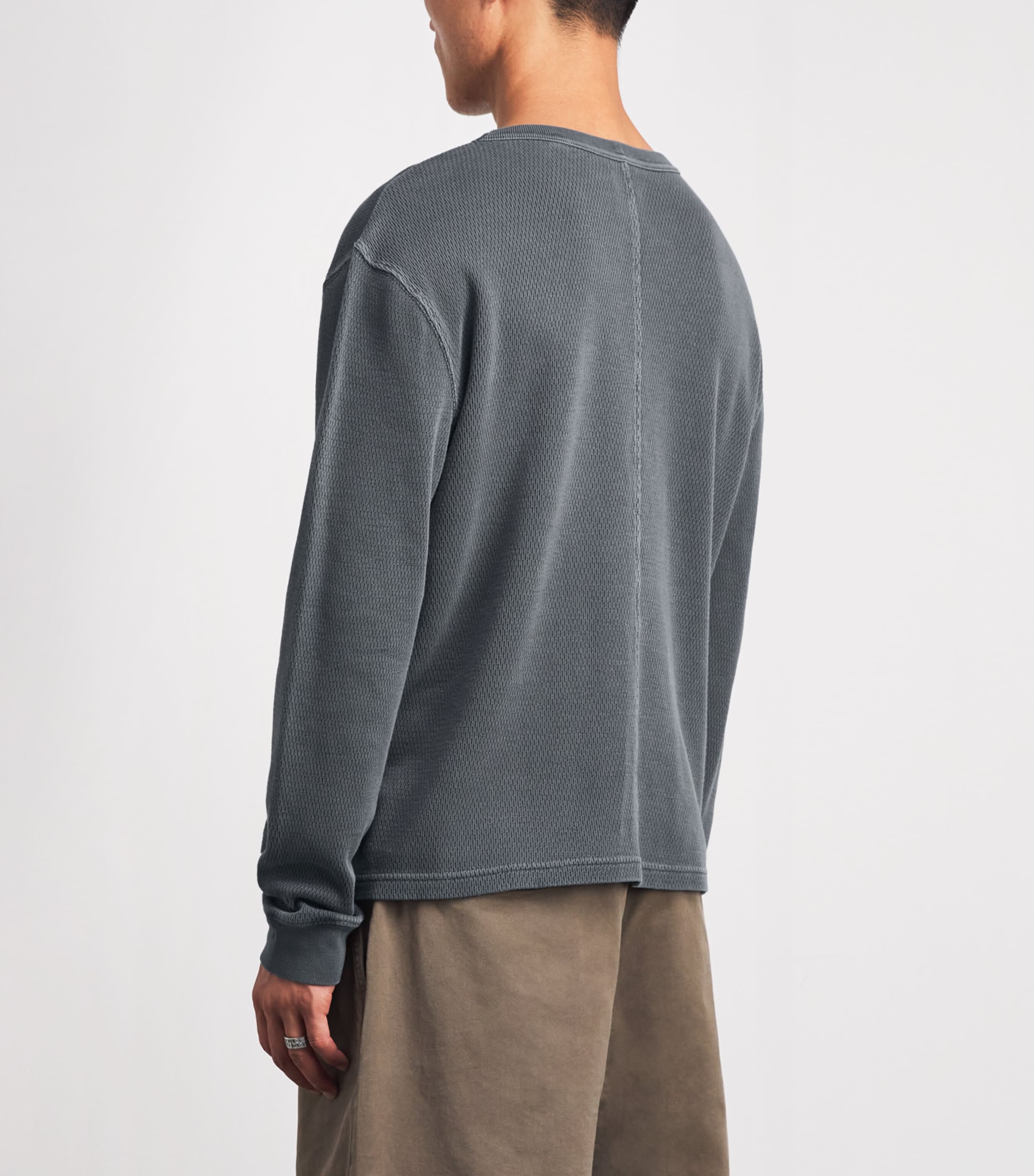 Citizens of Humanity Mens Cotton Waffle-Stitch Sweater Slate Image 5