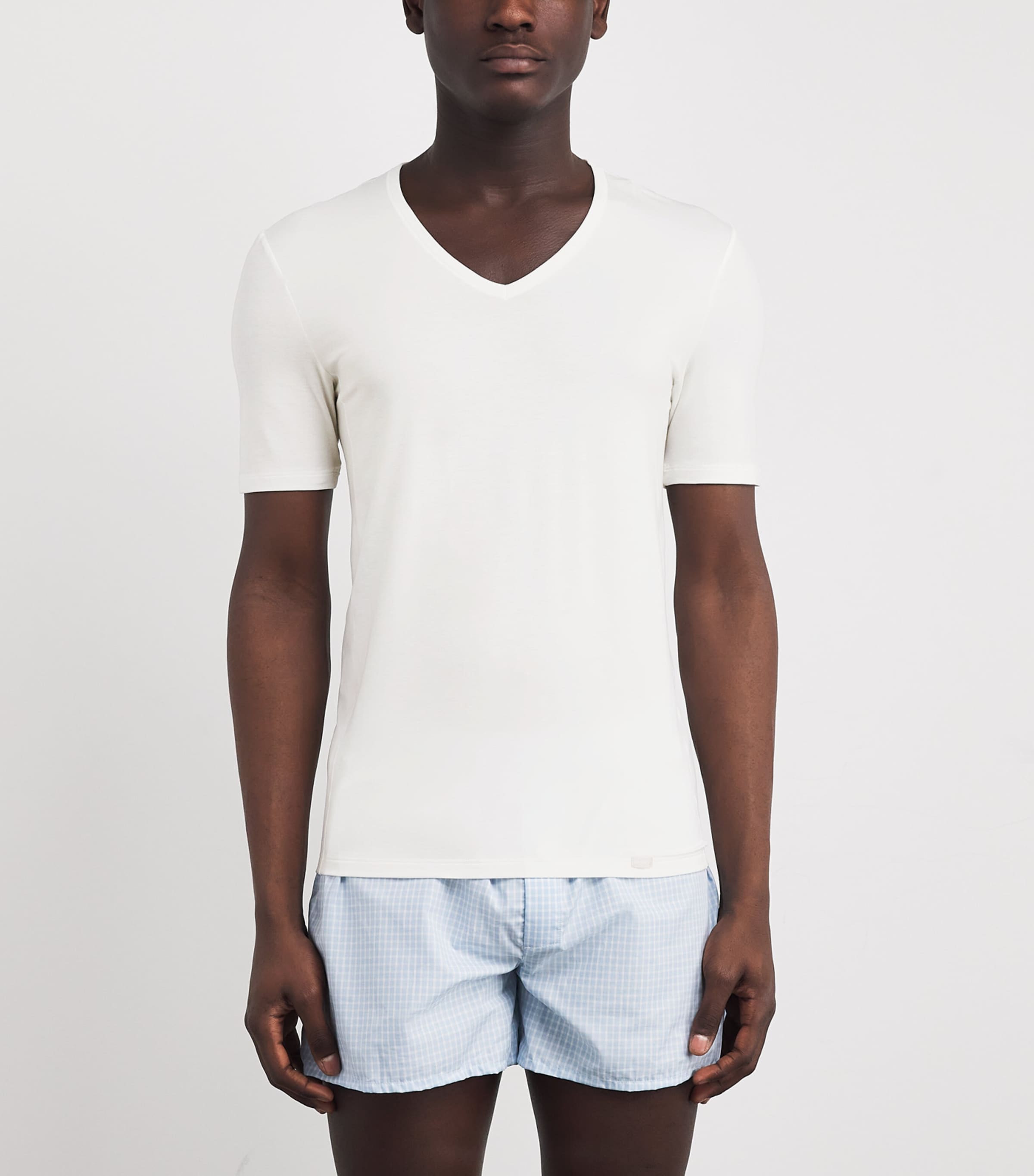 Egyptian Cotton Superior V-Neck T-Shirt 0101 WHITE Image 3