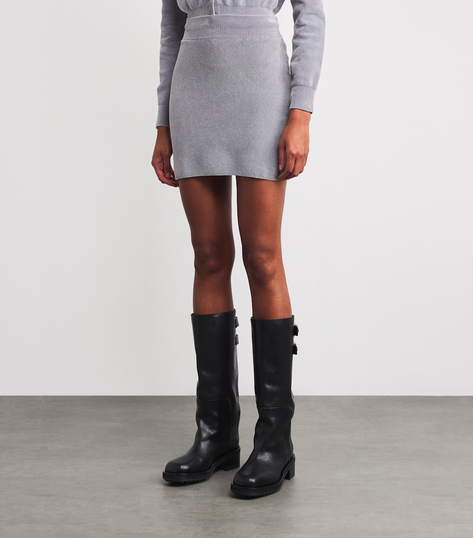 Embossed Logo Mini Skirt 057 WASHED GREY Image 3