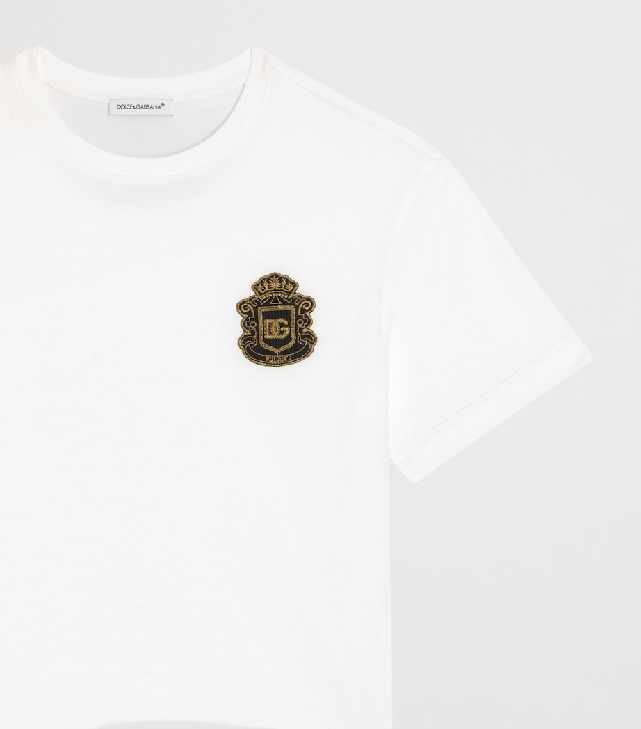 Dolce&Gabbana Kids Cotton Crest T-Shirt (8-12+ Years) White Image 3