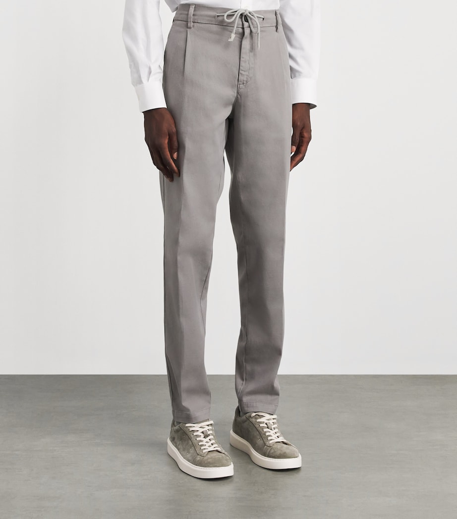 Eleventy Mens Twill Drawstring Pleated Straight Trousers Cardamomo Chiaro Image 4