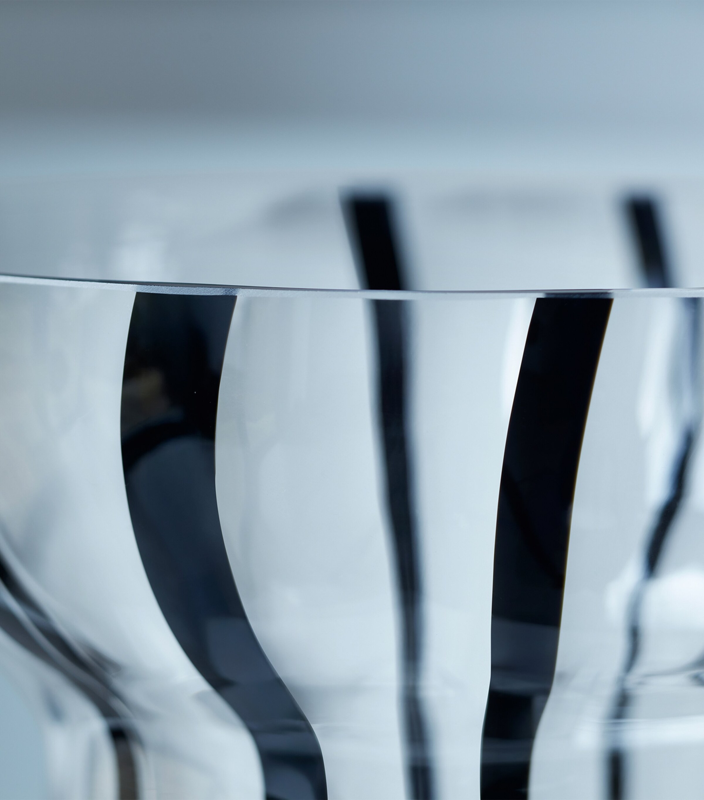 Glass Stripe Vase (42cm) BLACK Image 3
