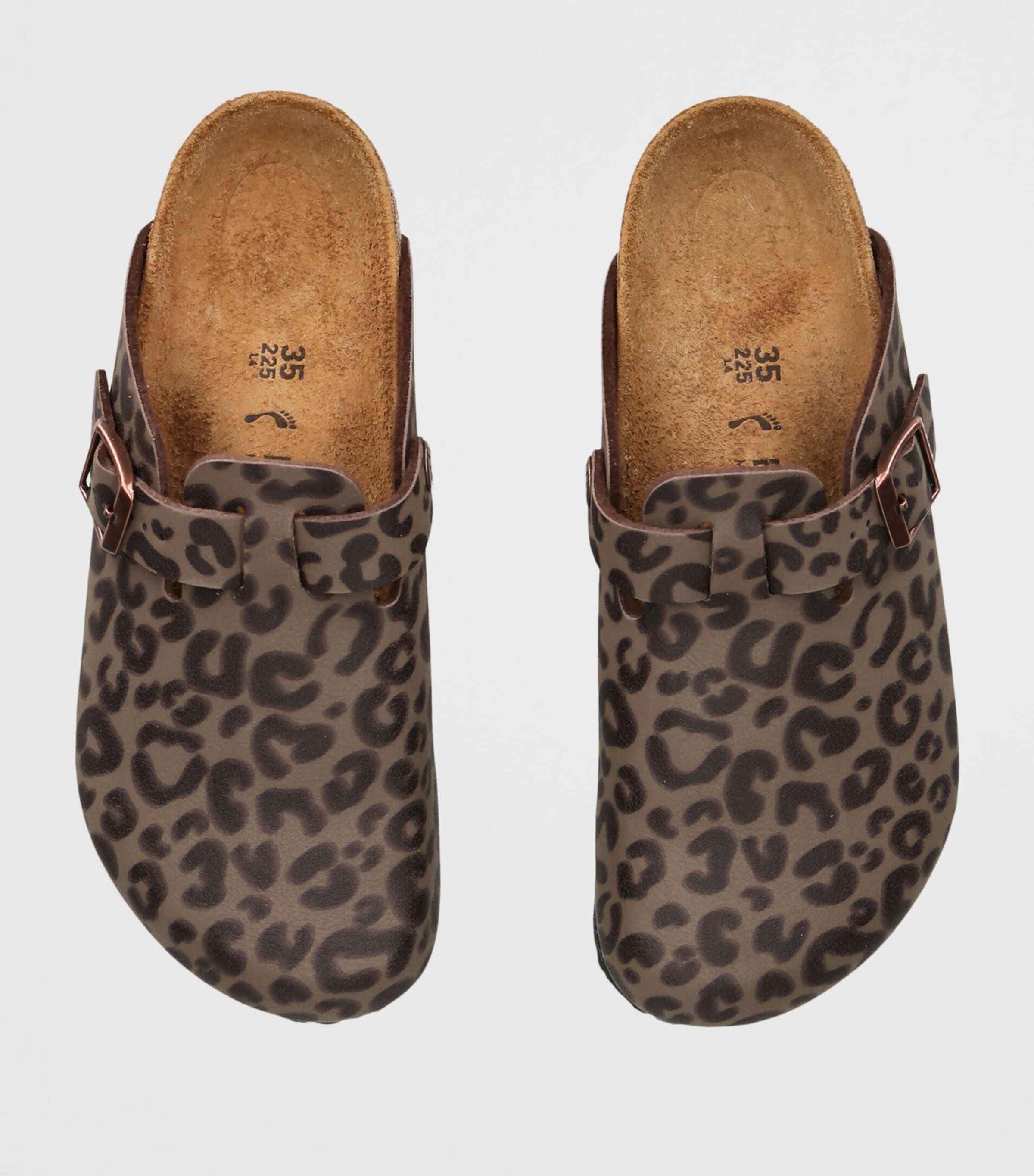 Birkenstock Kids Leather Leopard Print Boston Clogs Brown/oth Image 4