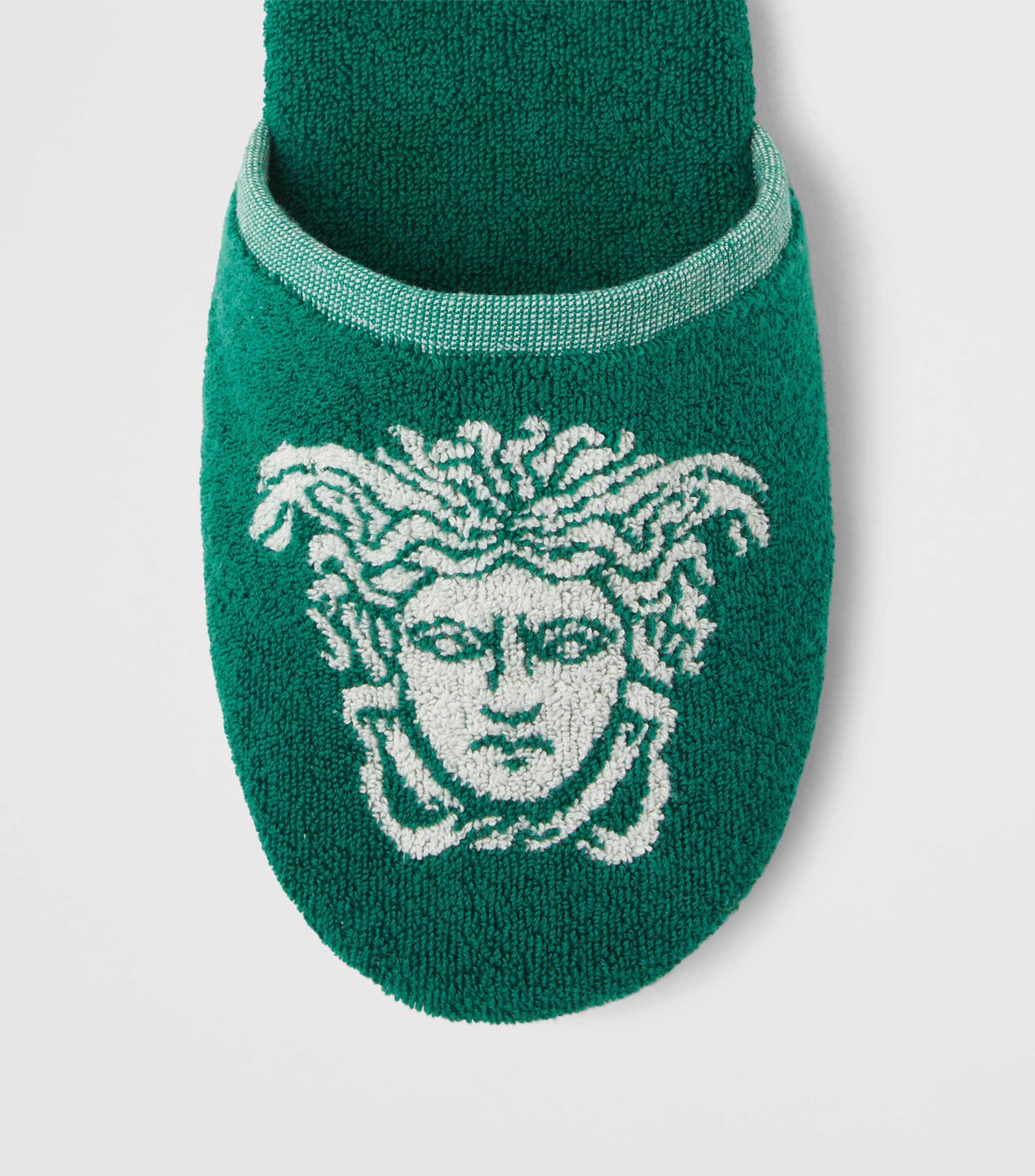 Versace Terry Cotton Medusa Slippers Green/white Image 2