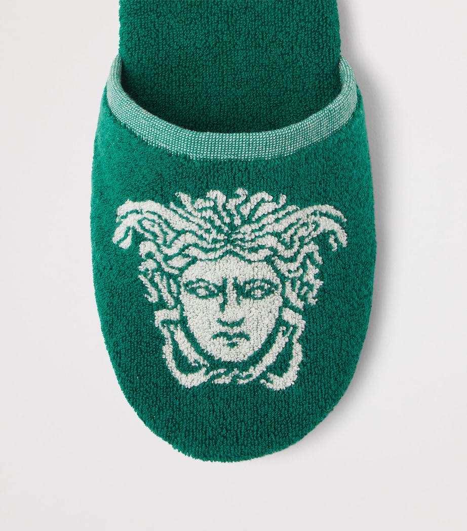 Versace Terry Cotton Medusa Slippers Green/white Image 2